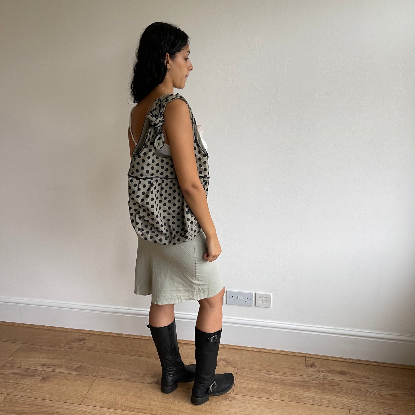 Khaki polka dot bag