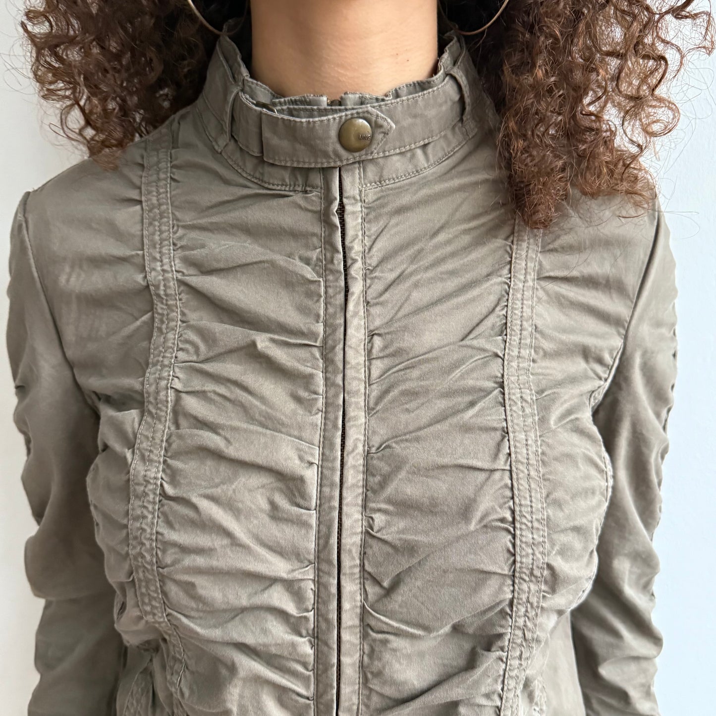 Khaki ruched cargo jacket - Size M