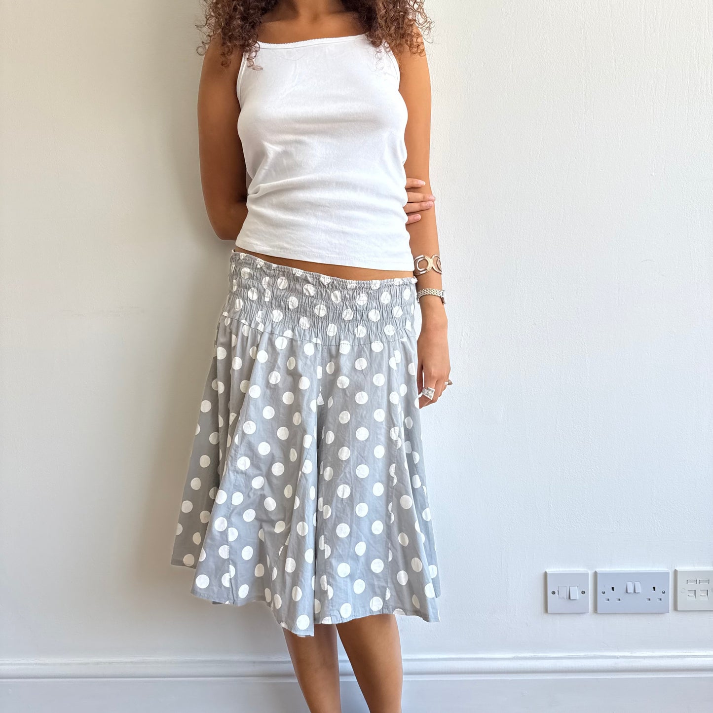 Light grey polka dot midi skirt - Size S