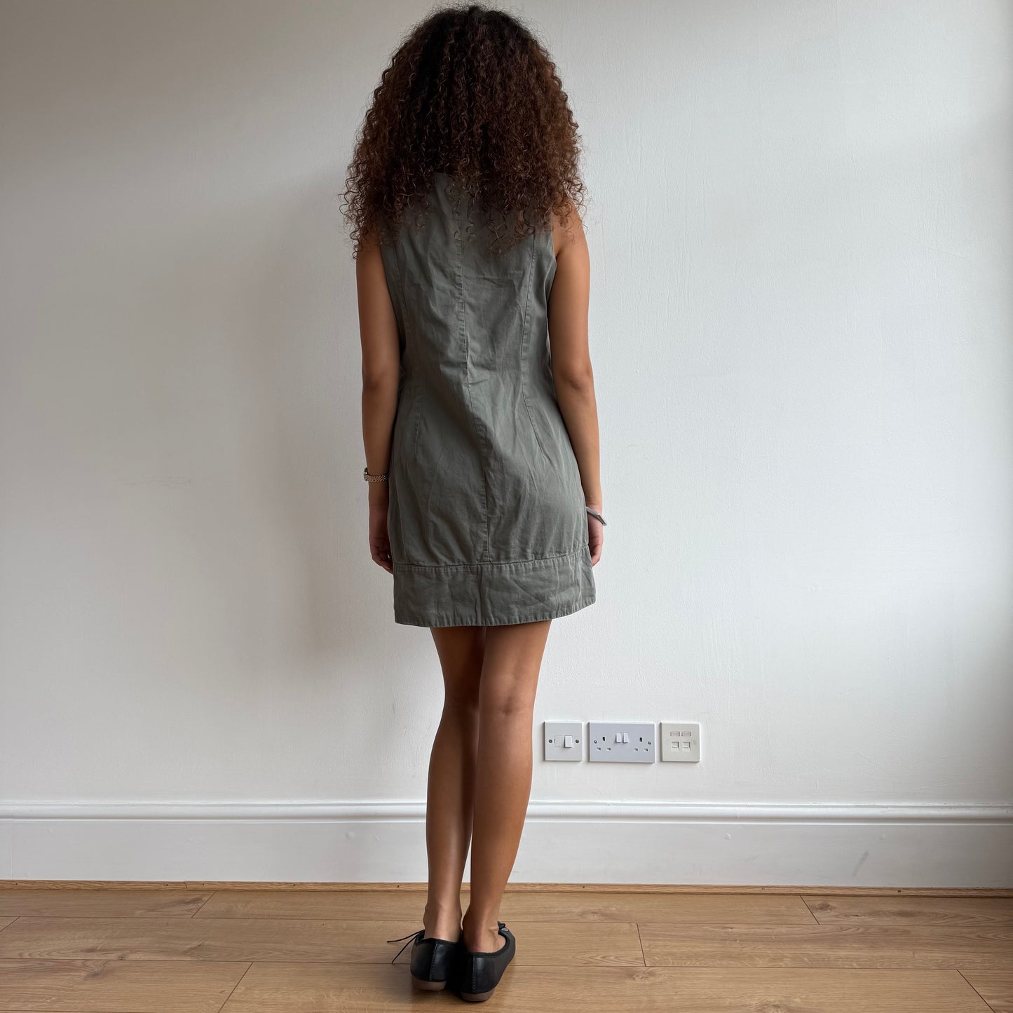 Khaki button dress - Size M
