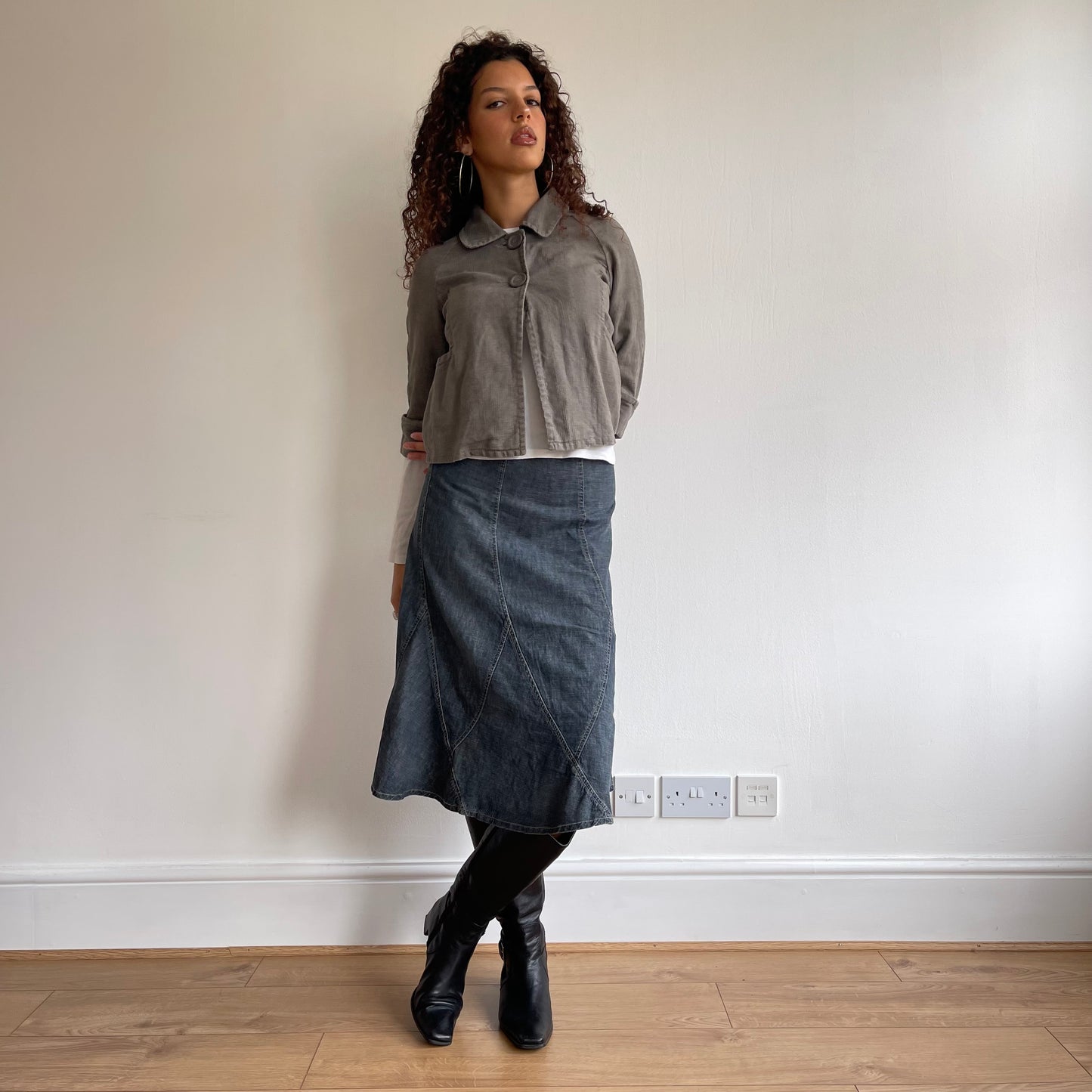 Grey linen peacoat - Size S