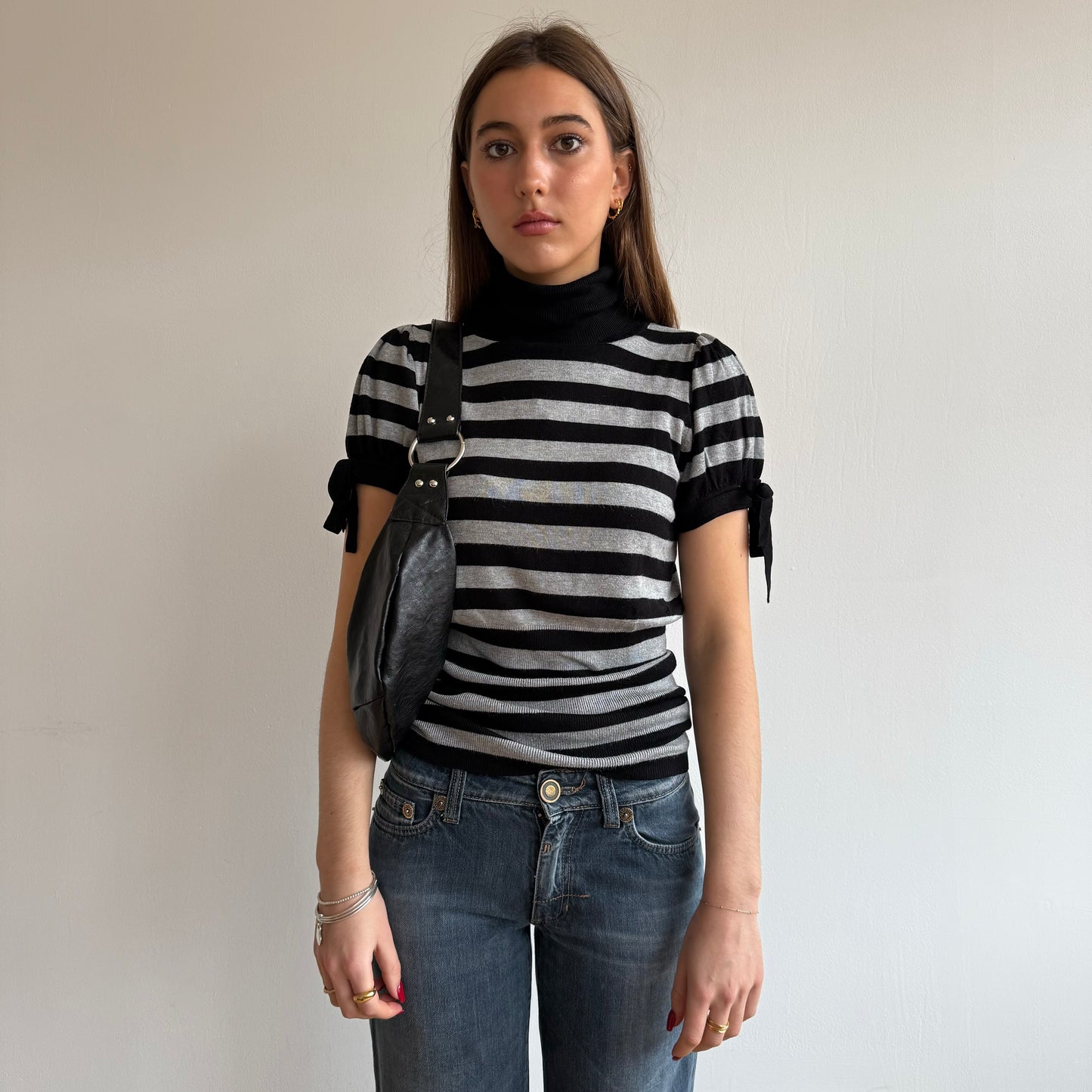 Grey stripe roll neck - Size M