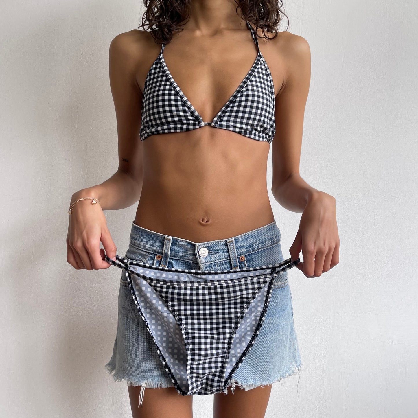 Black gingham bikini - Size XS/S