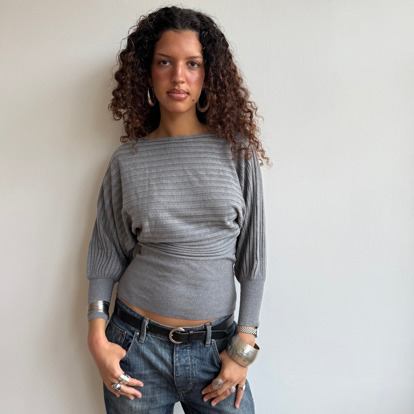 Grey slouchy knit jumper - Size S