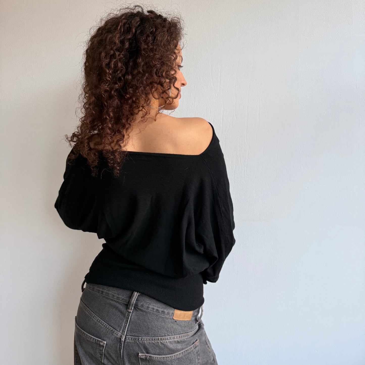 Black slouchy knit jumper - Size S