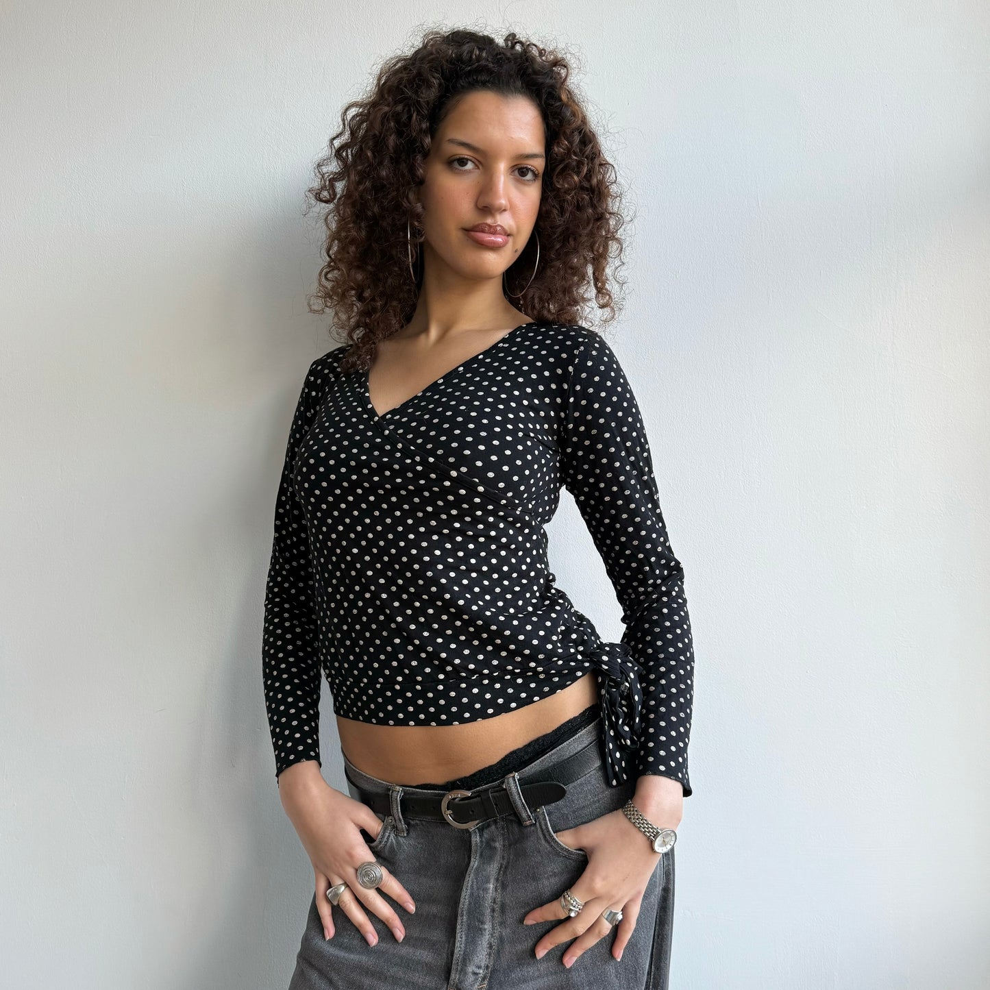 Polka dot wrap top - Size S