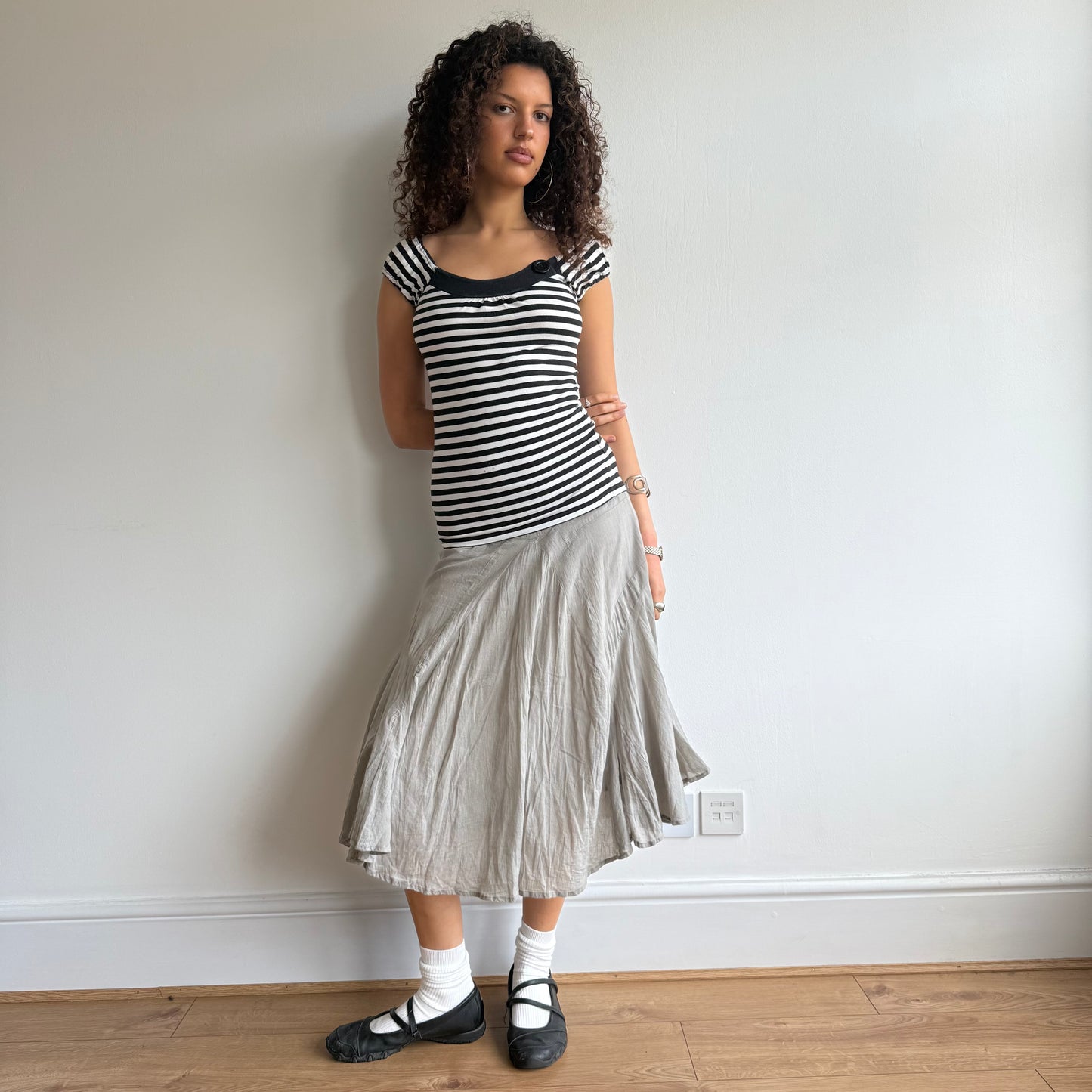 Grey floaty midi skirt - Size S