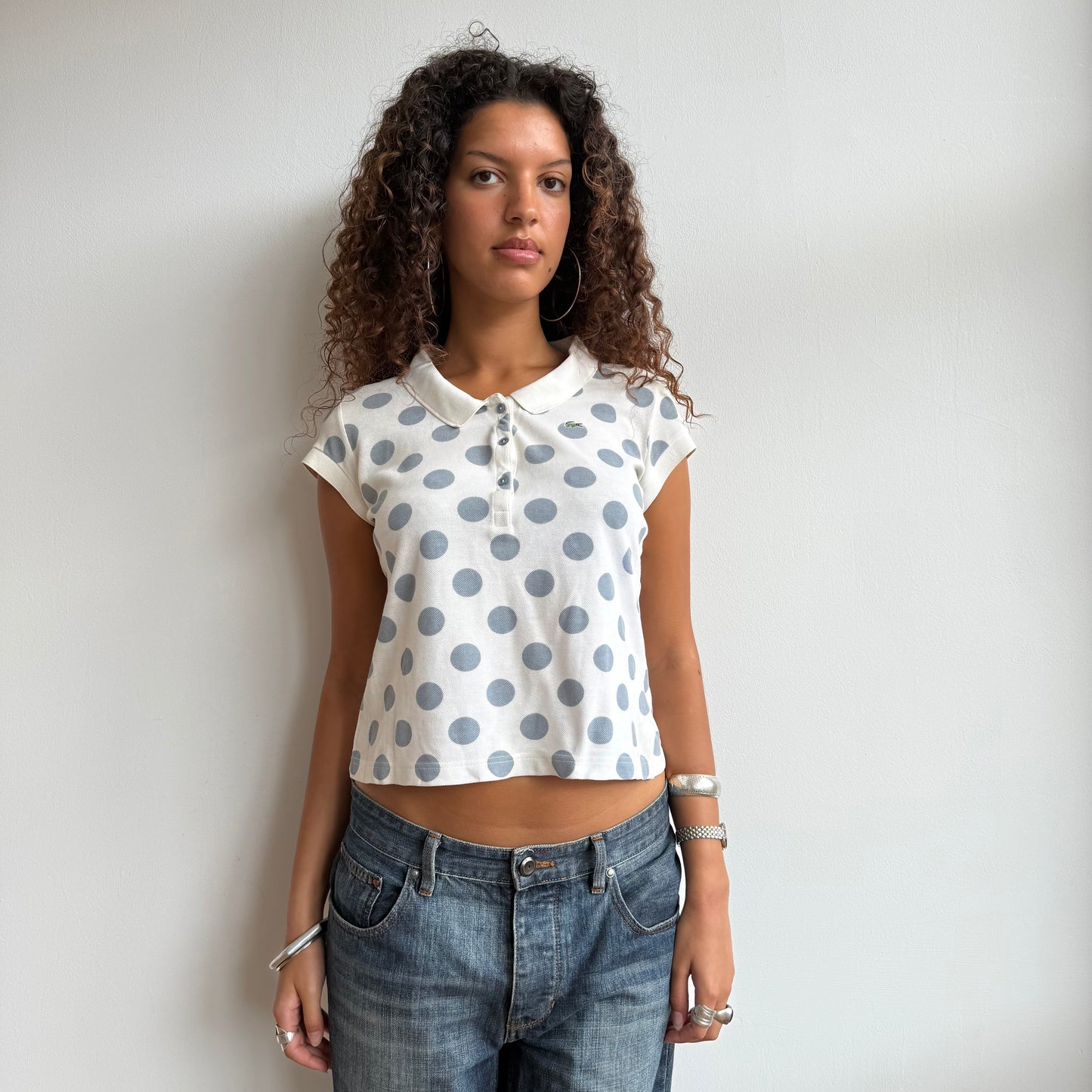 White polka dot Lacoste polo - Size M