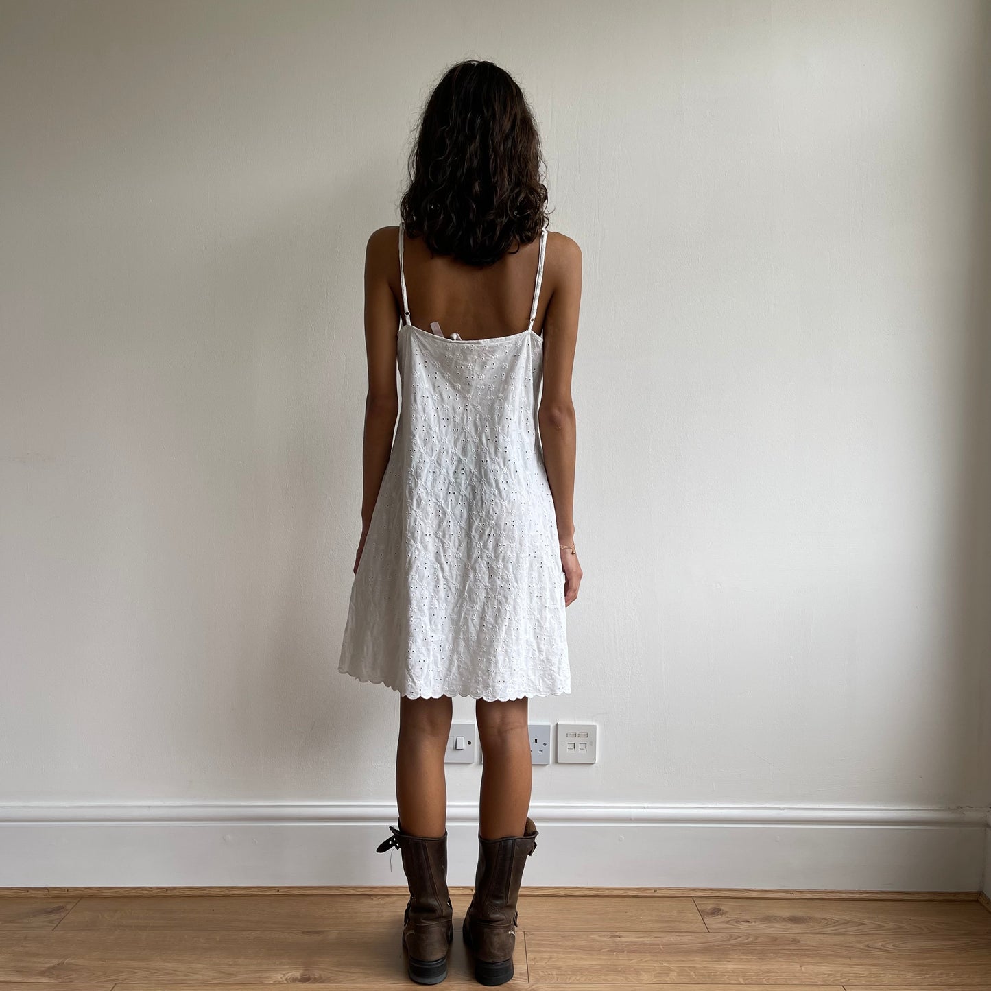White milkmaid broderie anglaise mini dress - Size M