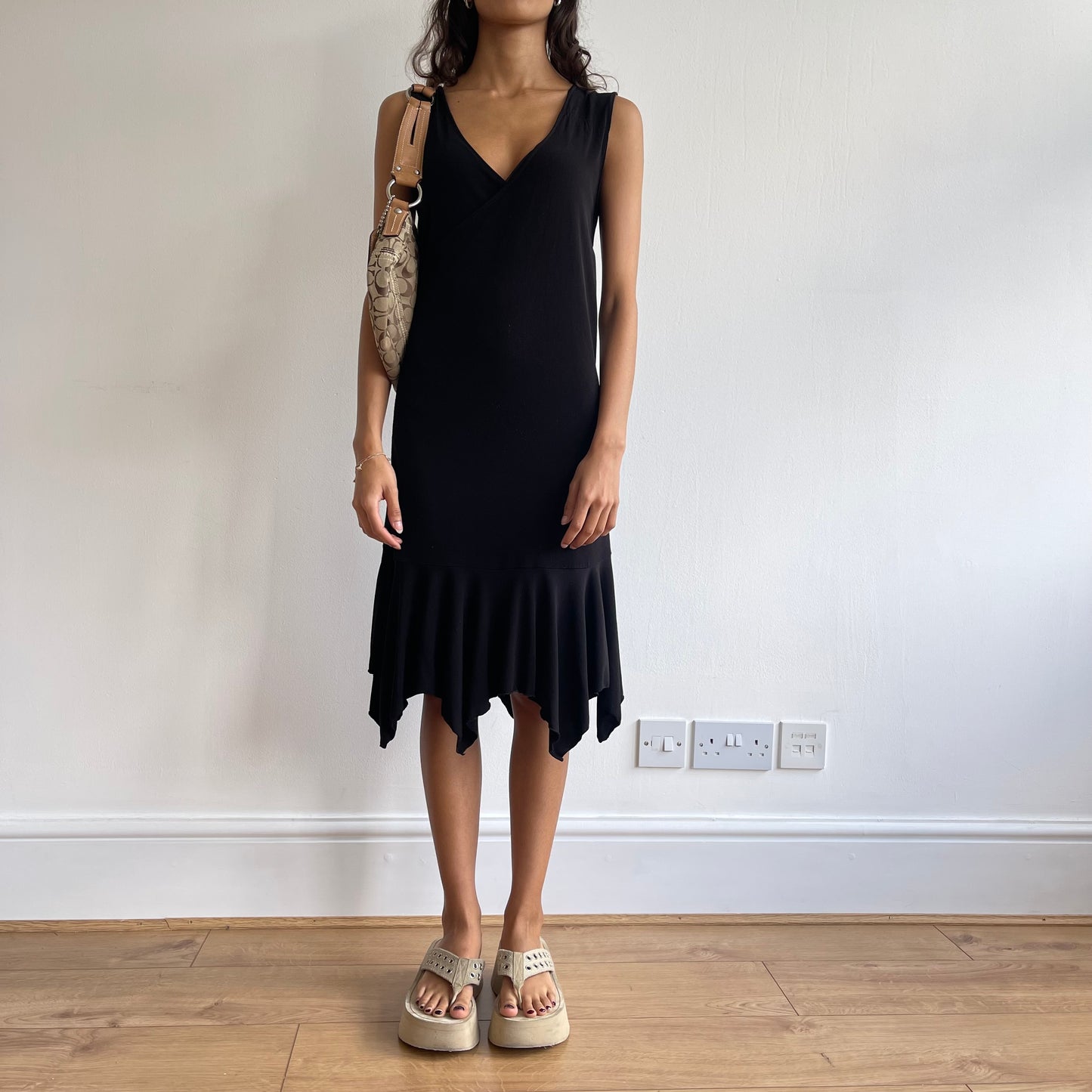 Black slinky wrap dress - Size M