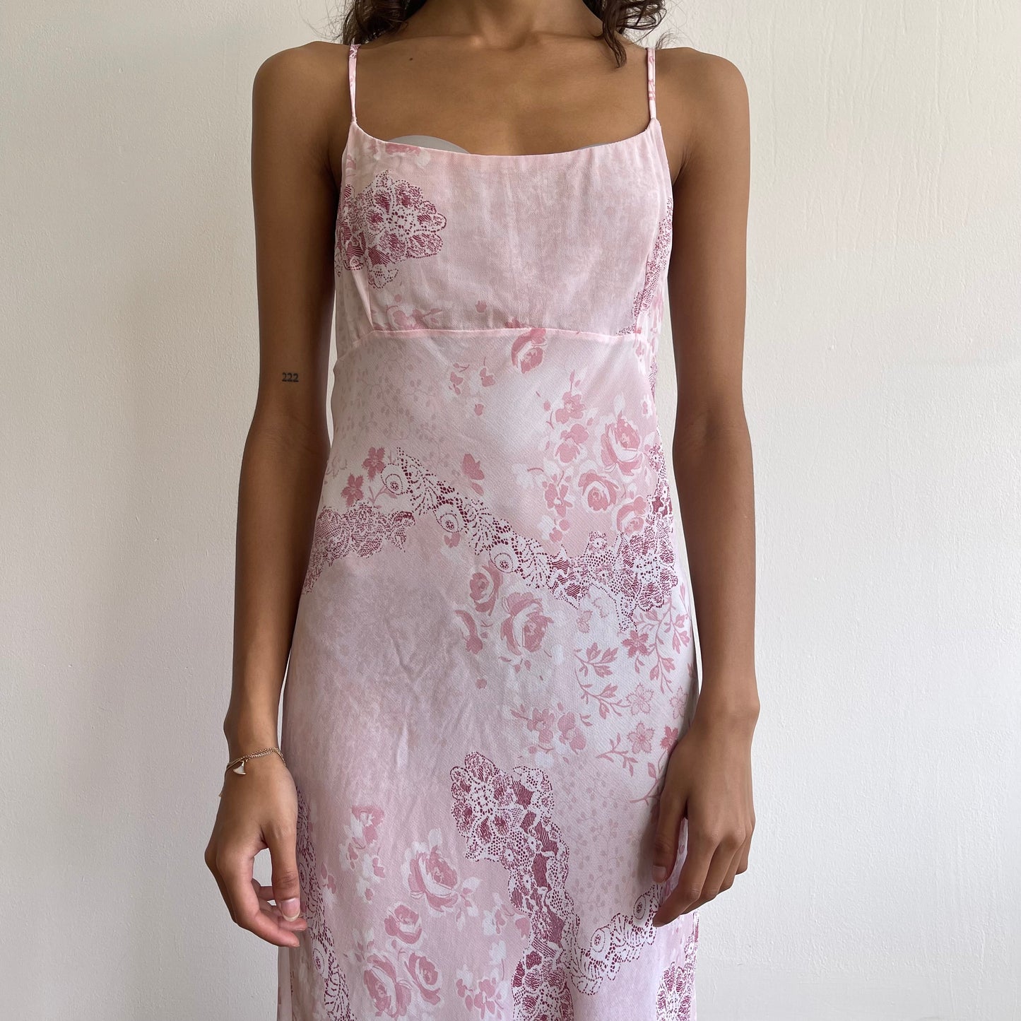 Pink floral midi dress - Size S