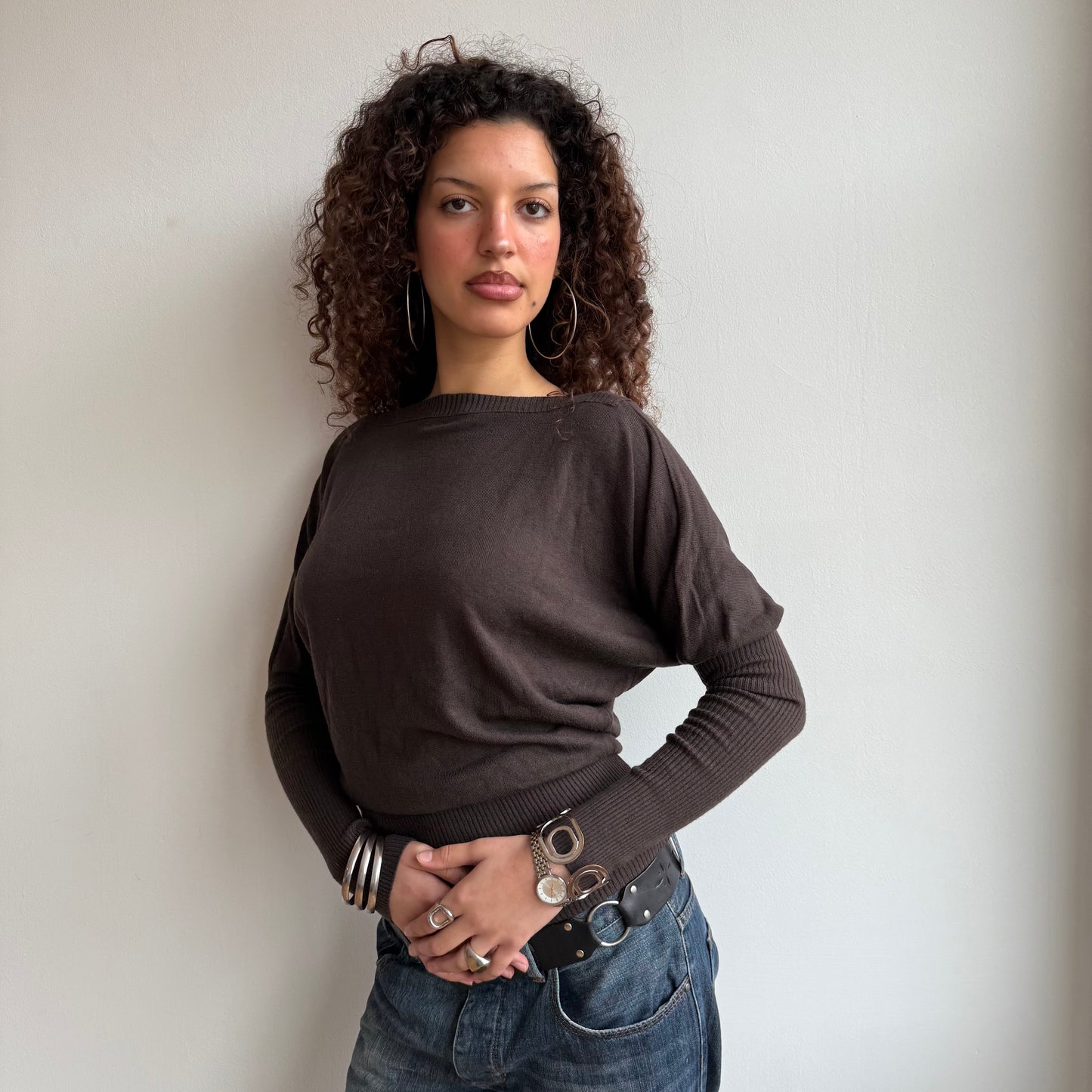 Brown slouchy batwing knit - Size S