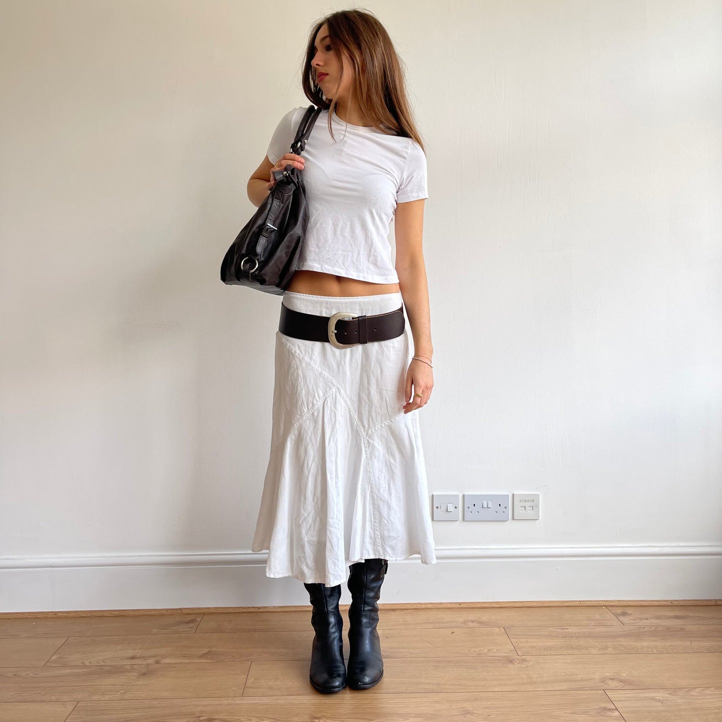 Brown leather belt - OS