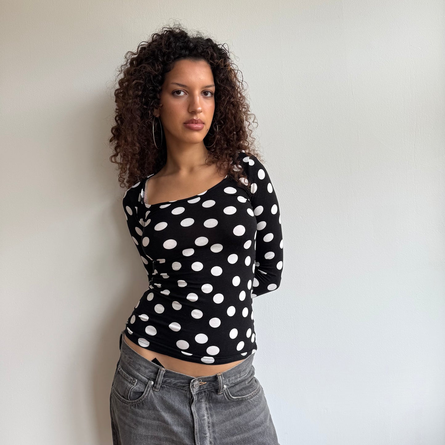Black and white polka dot top - Size S
