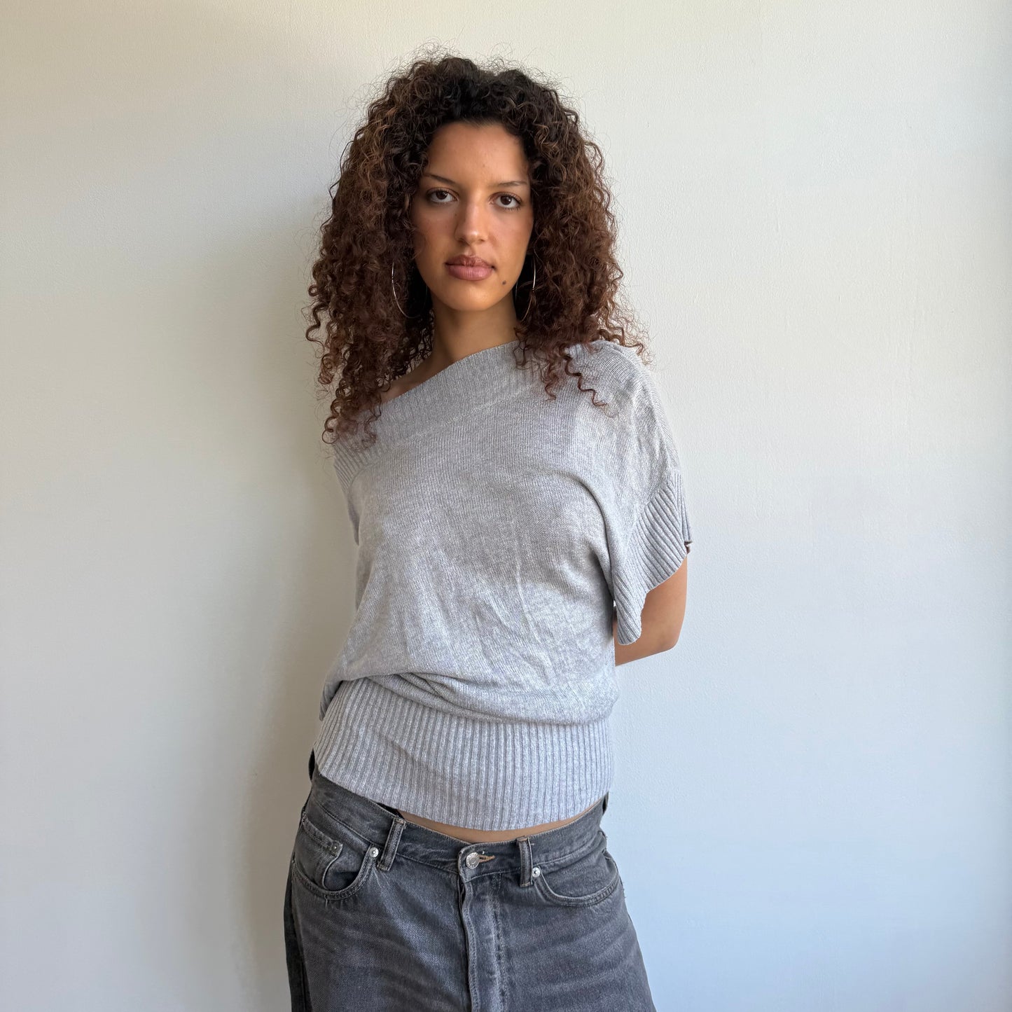 Light grey slouchy knit jumper - Size S/M