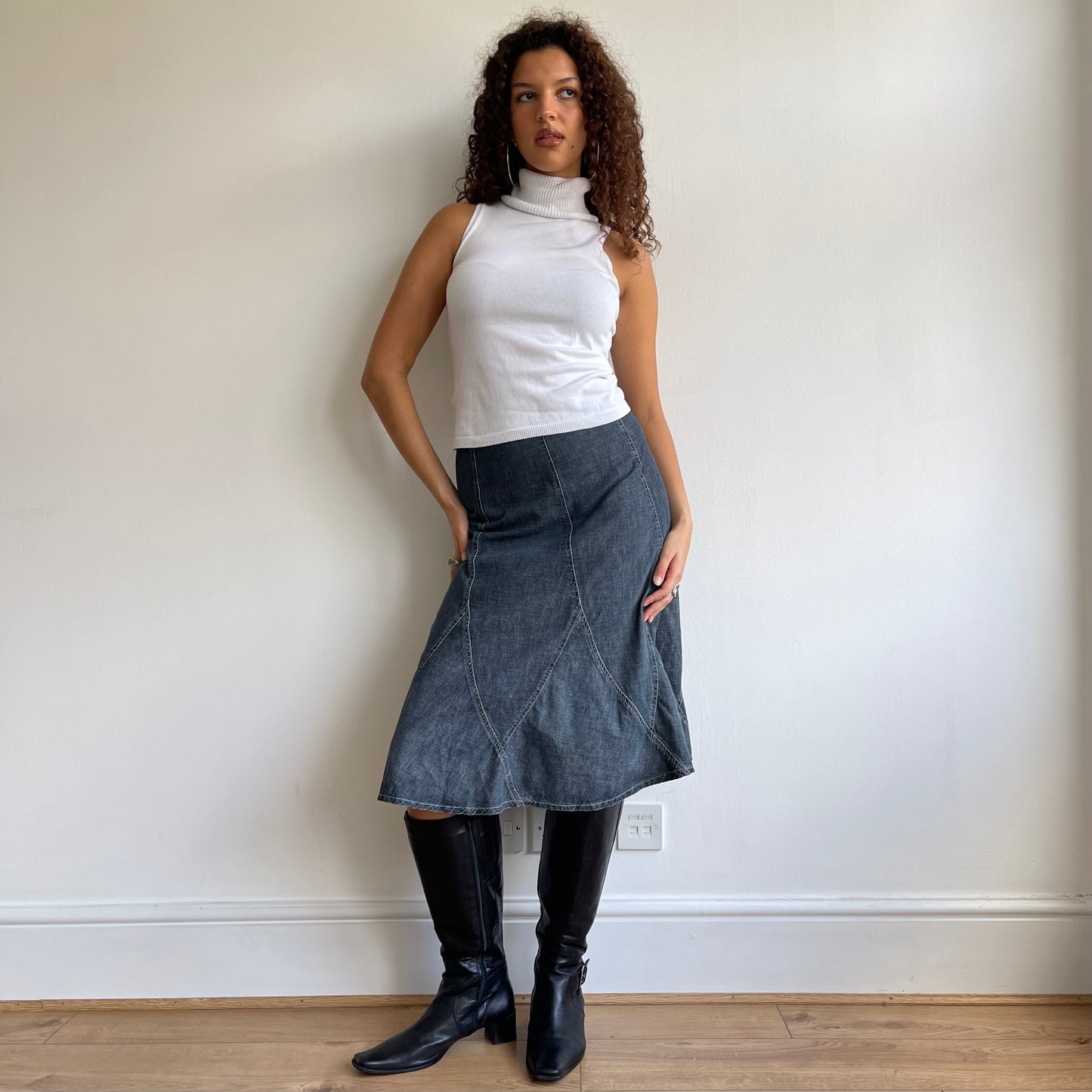White button roll neck - Size S