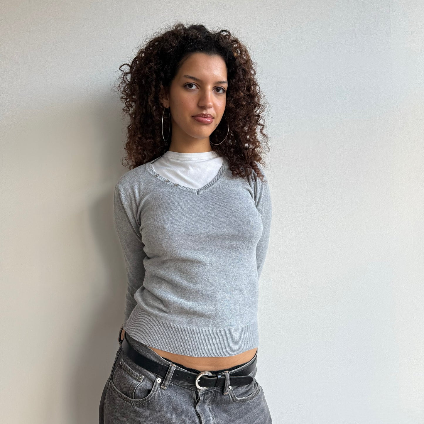 Grey v-neck knit - Size S