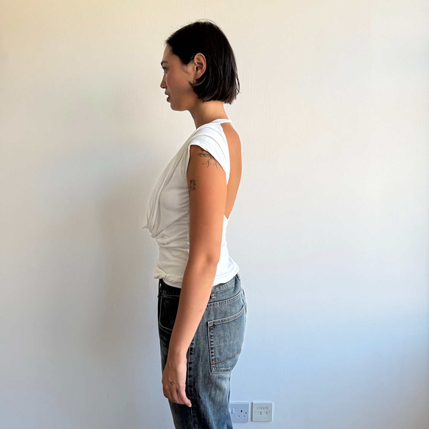 White double layer backless top - Size S/M
