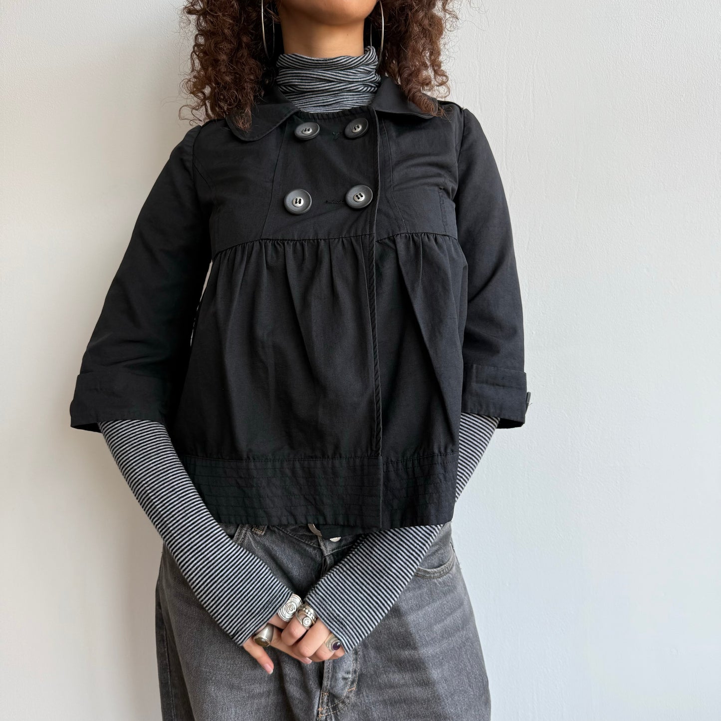 Grey stripe roll neck - Size S