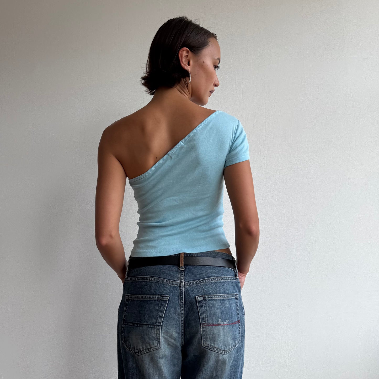 Blue one shoulder top - Size S