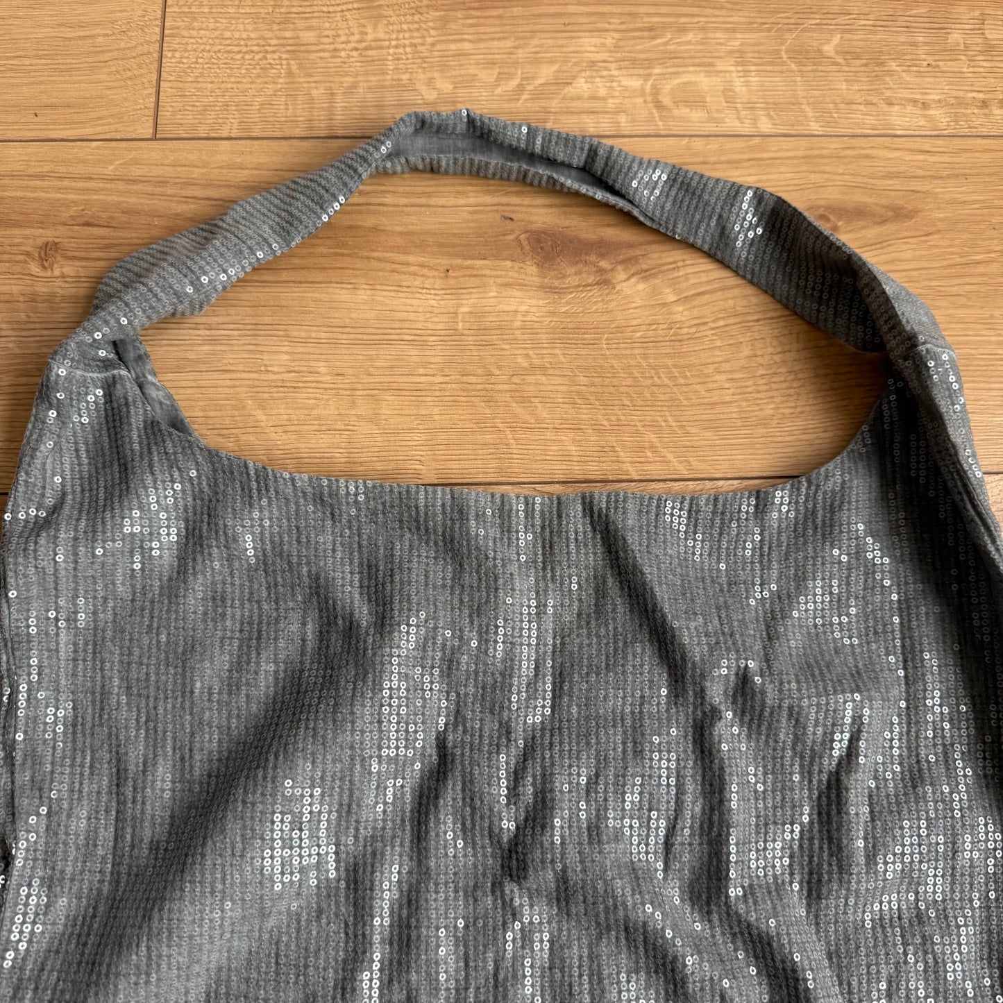 Grey sequin tote bag