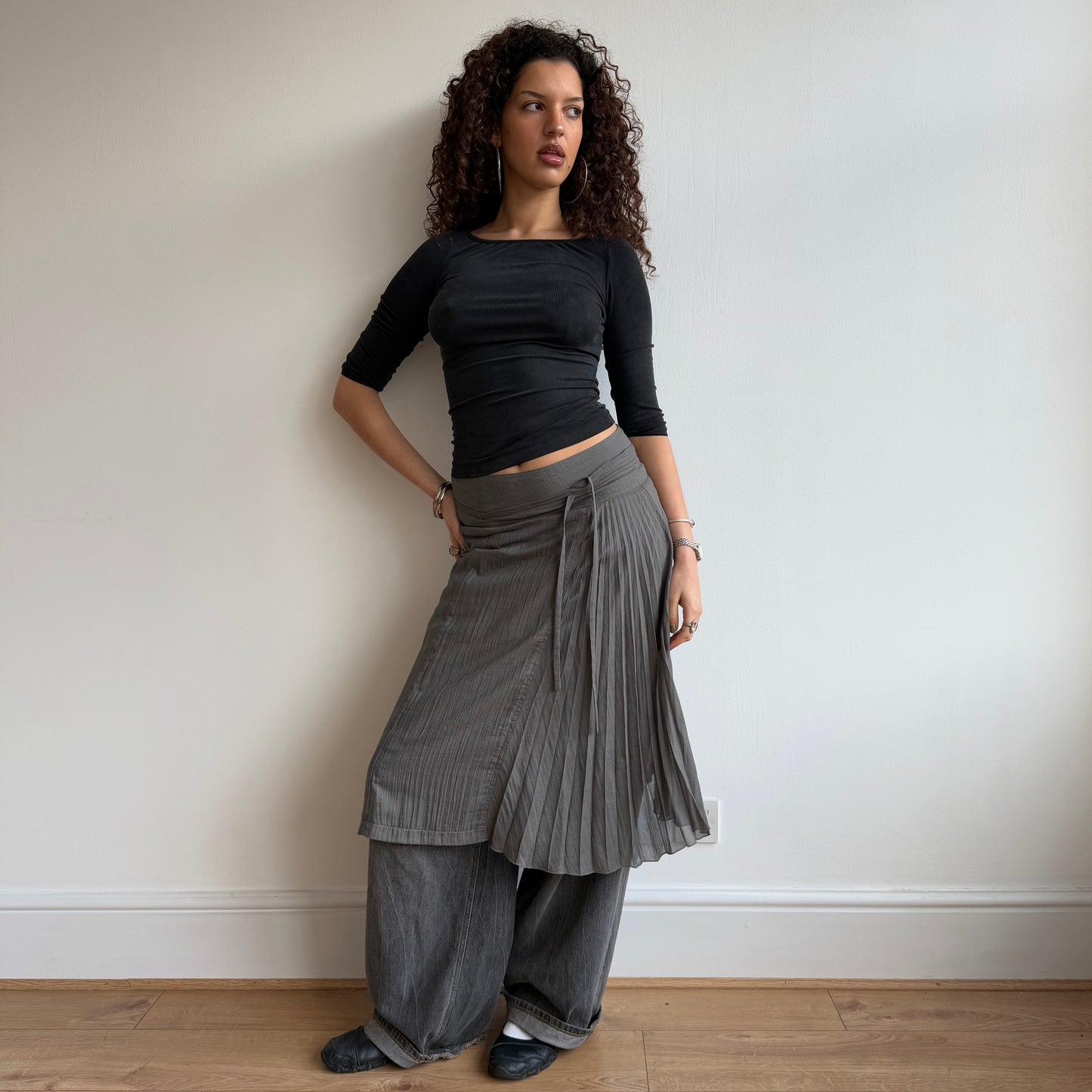 Grey plisse skirt - Size S