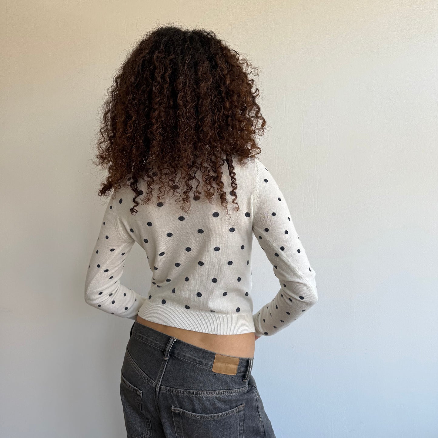 Cream polka dot cardigan - Size S