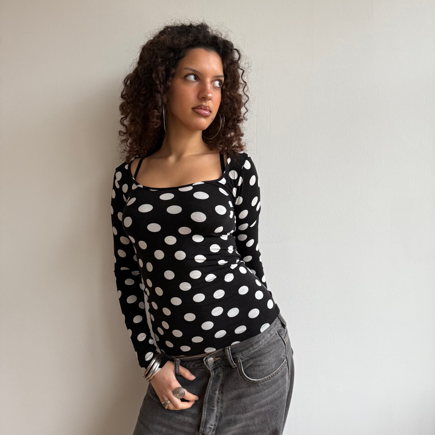 Polka dot long sleeve top - Size S