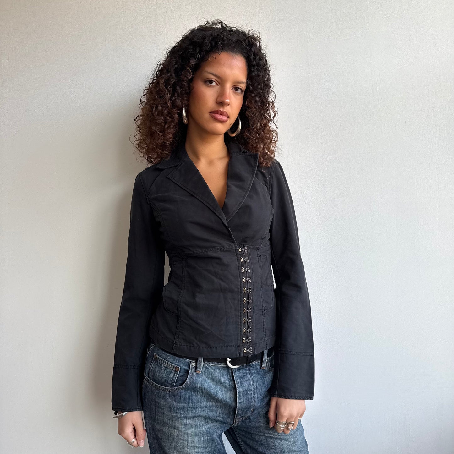 Black hook eye jacket - Size S/M