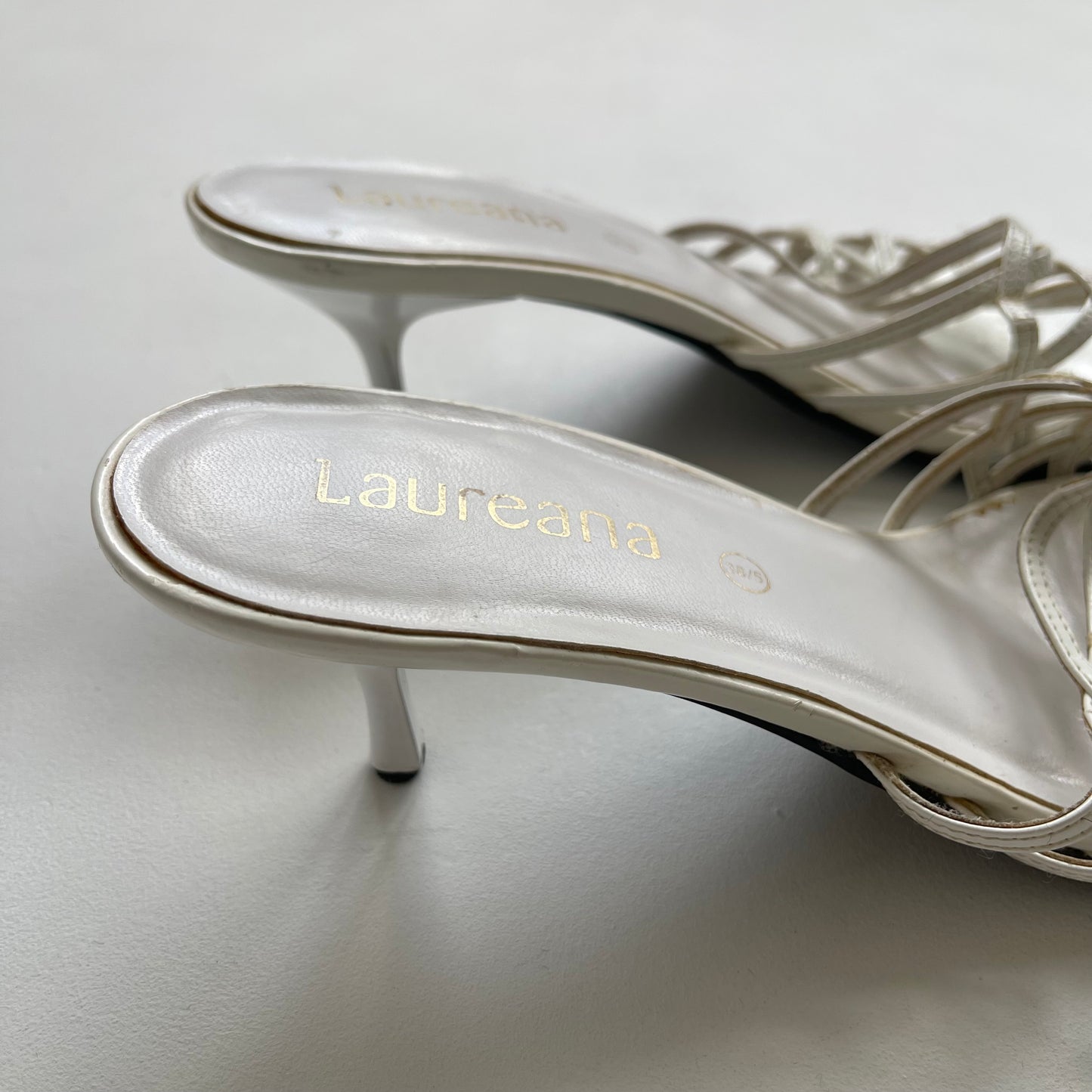 White strappy kitten heels - Size UK5.5