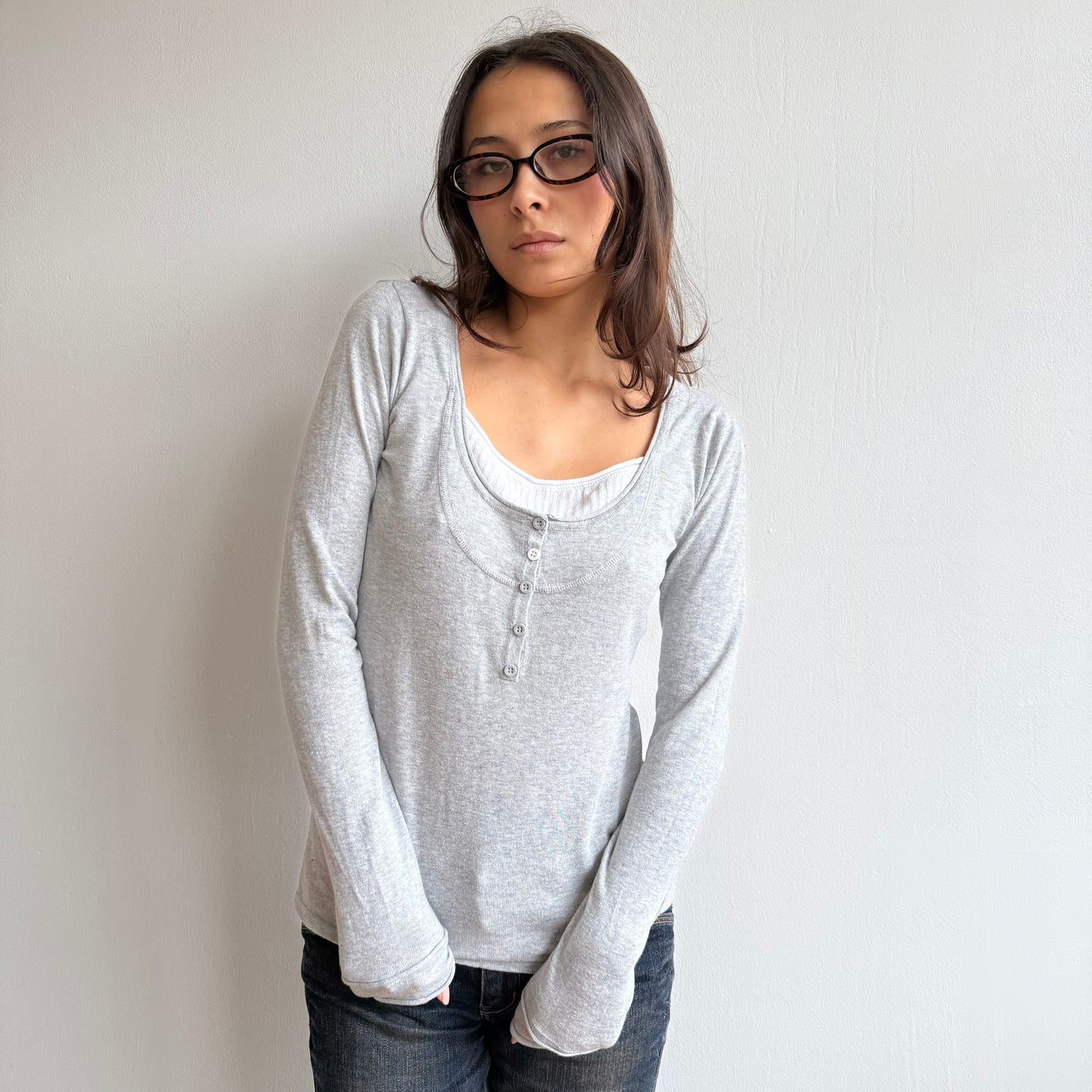 Grey layered top - Size S