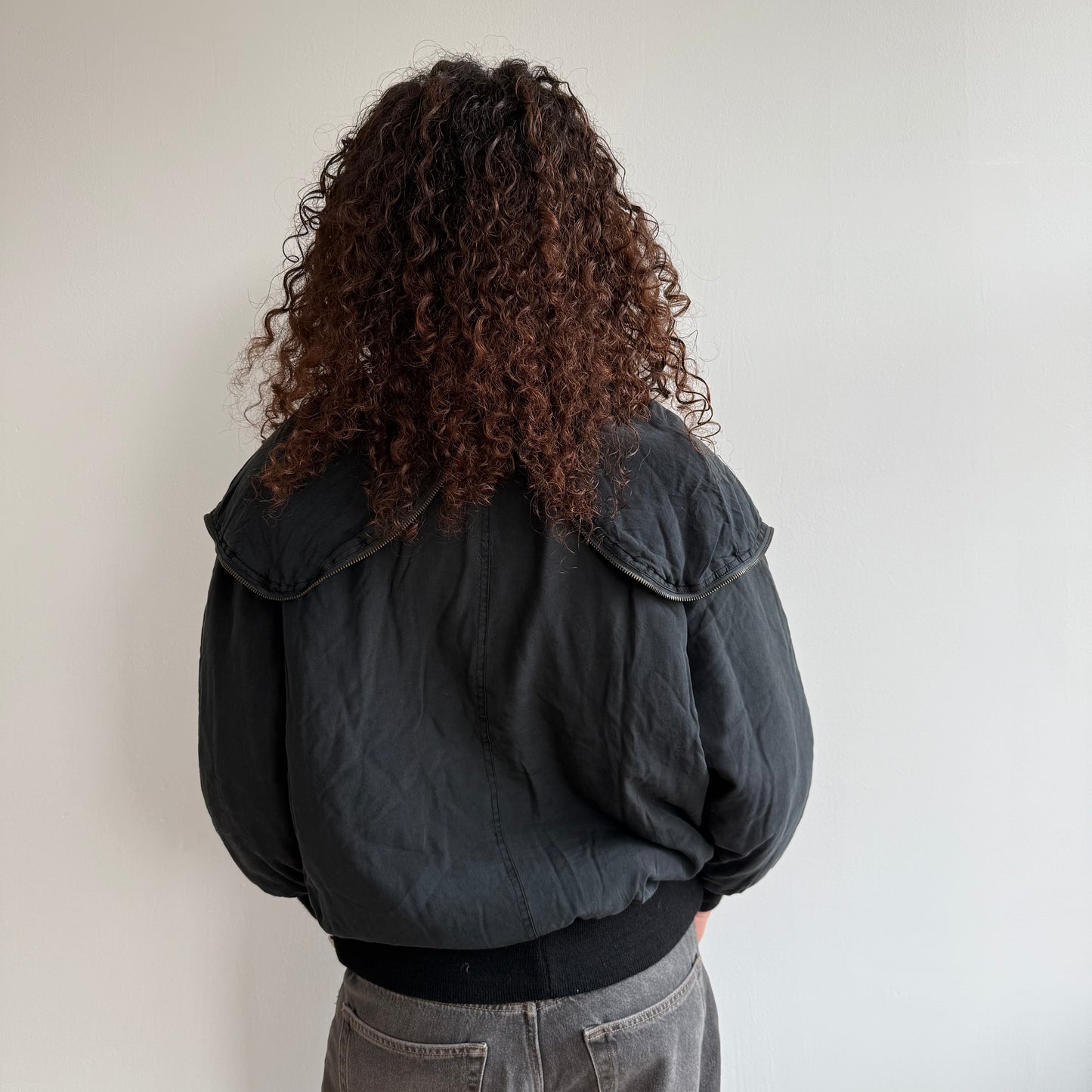 Black silk bomber jacket - Size M