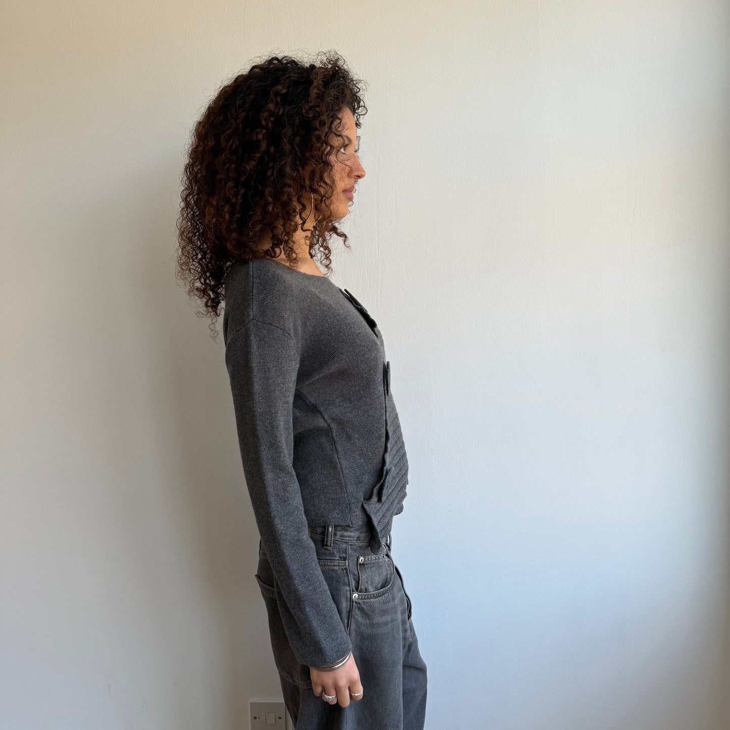 Dark grey button knit - Size S