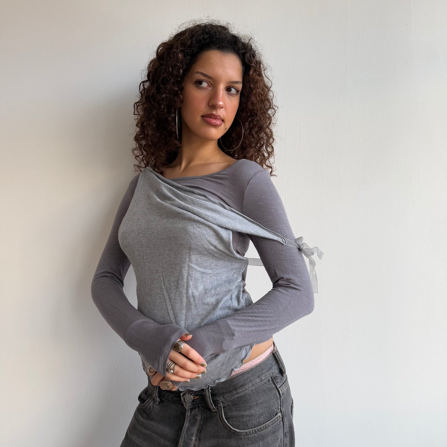 Grey bi-material long sleeve - Size S