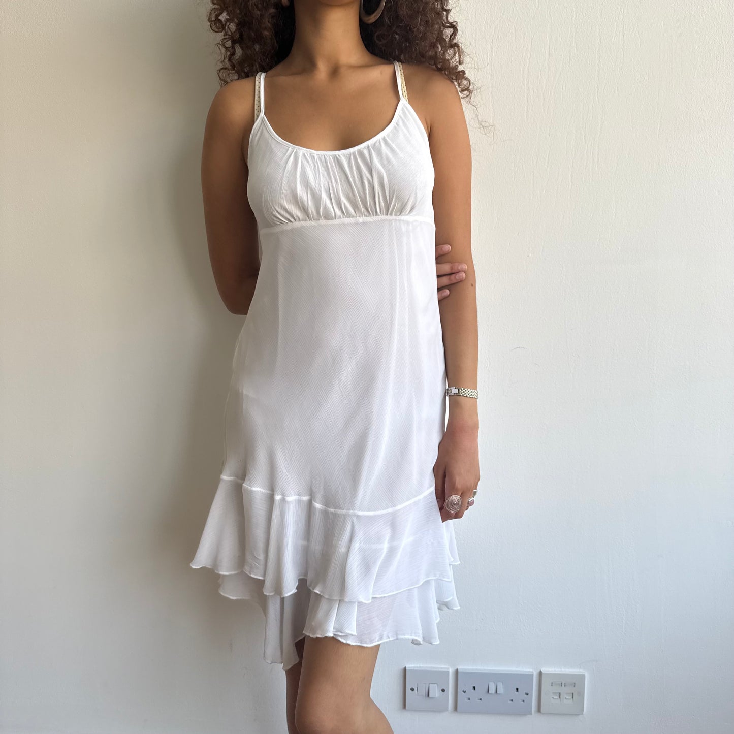 White ruffle dress - Size S