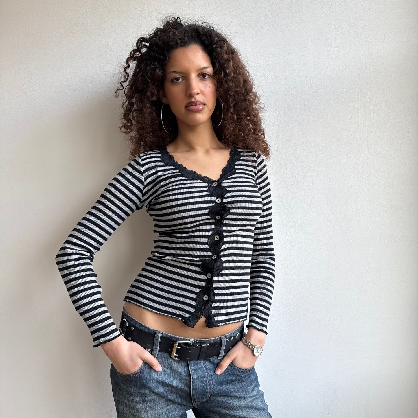 Grey striped cardigan - Size S