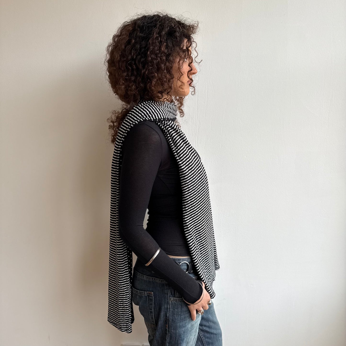 Reversible polka dot + stripe scarf