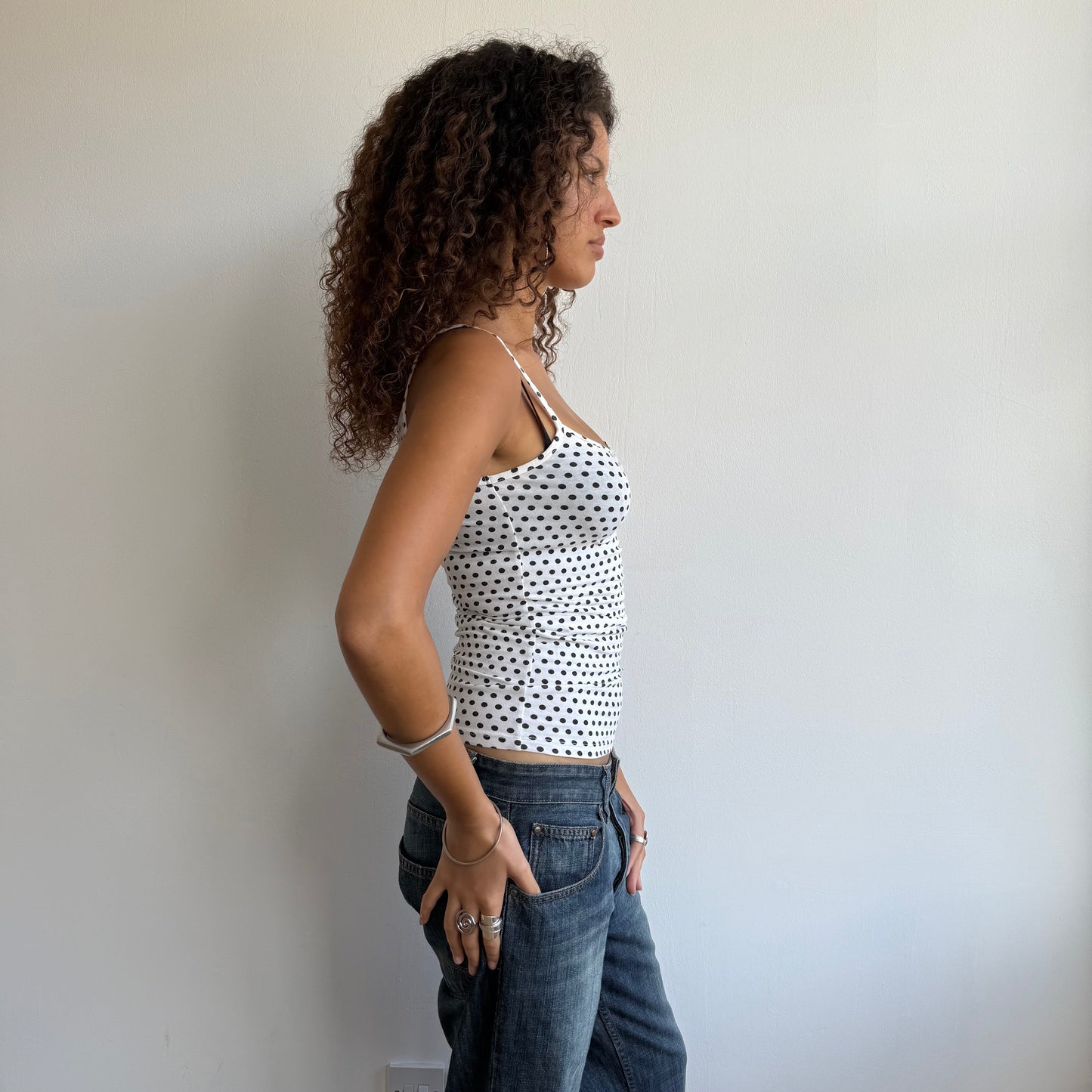 White polka dot cami - Size S