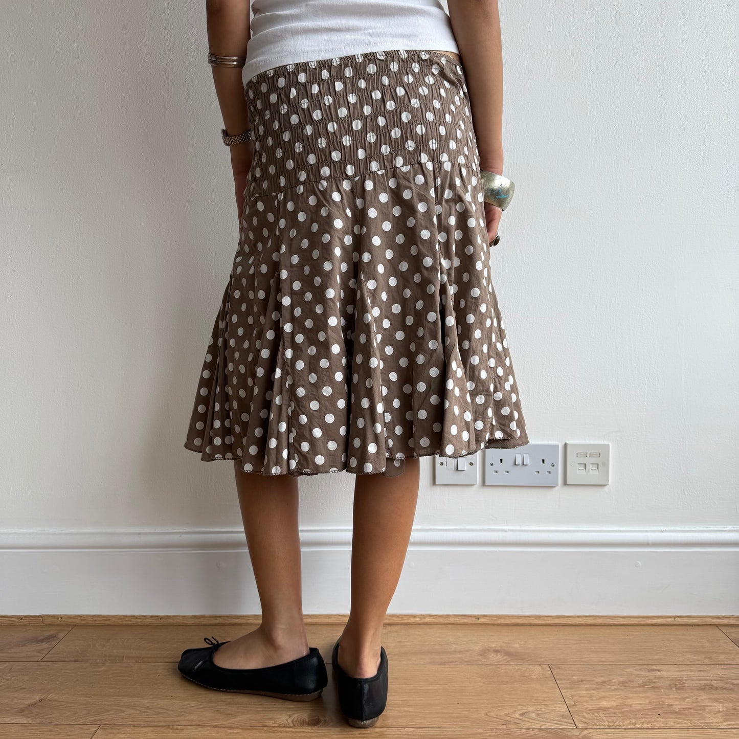 Brown polka dot midi skirt - Size M