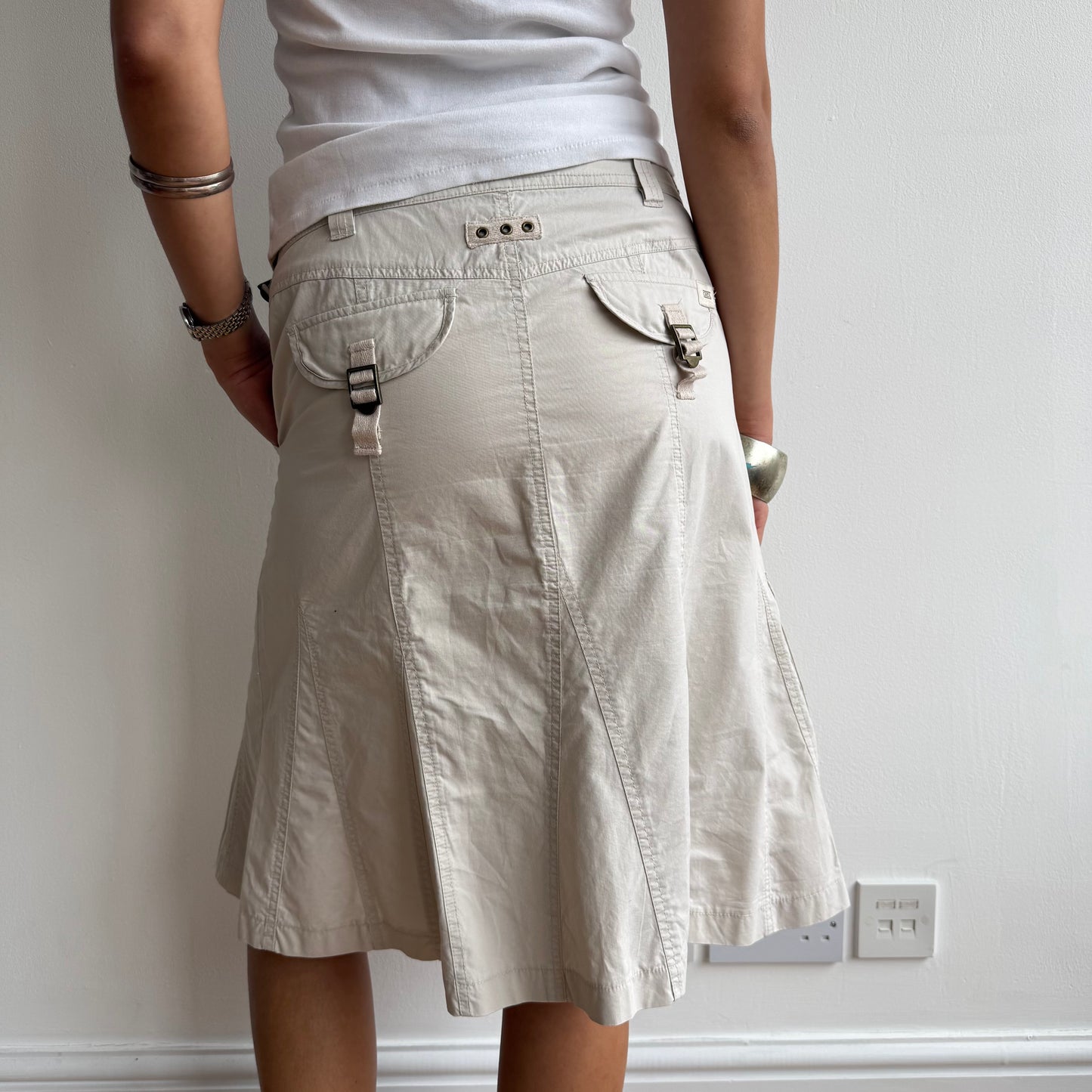Beige cargo midi skirt - Size M