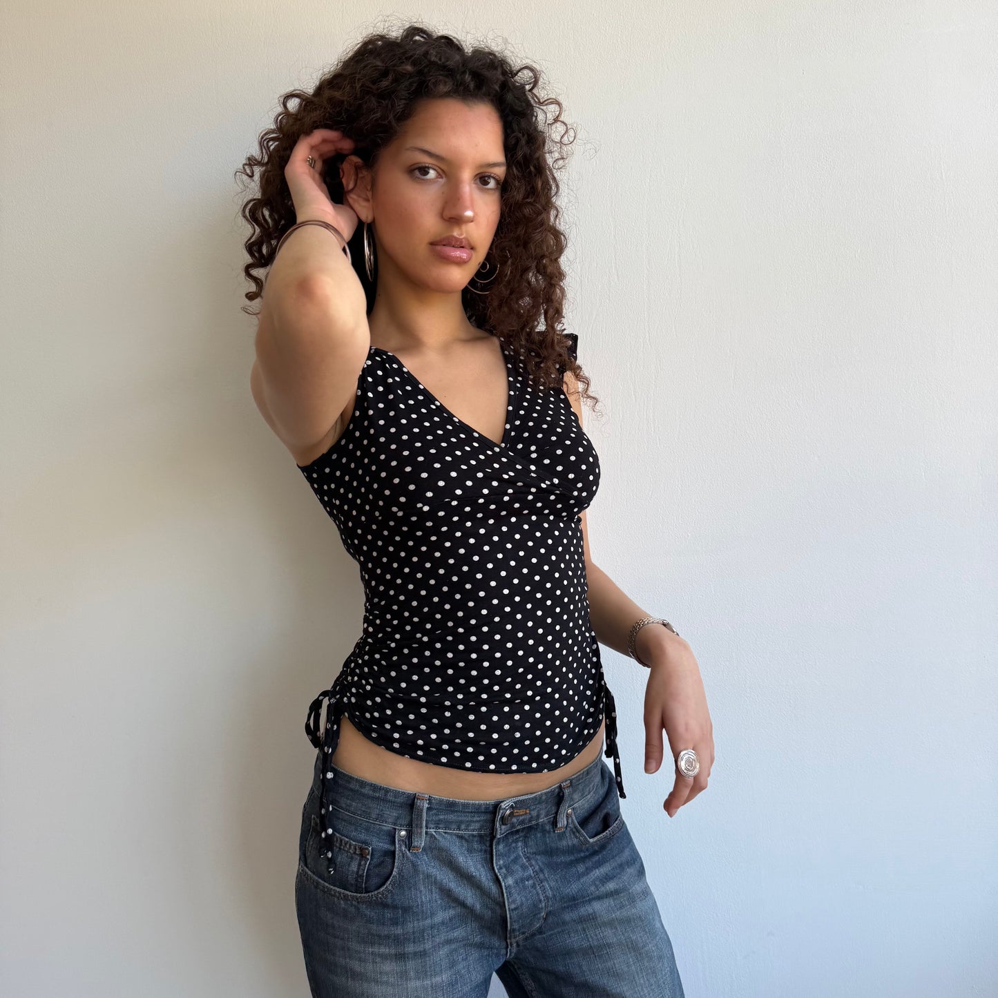 Polka dot ruched top - Size S