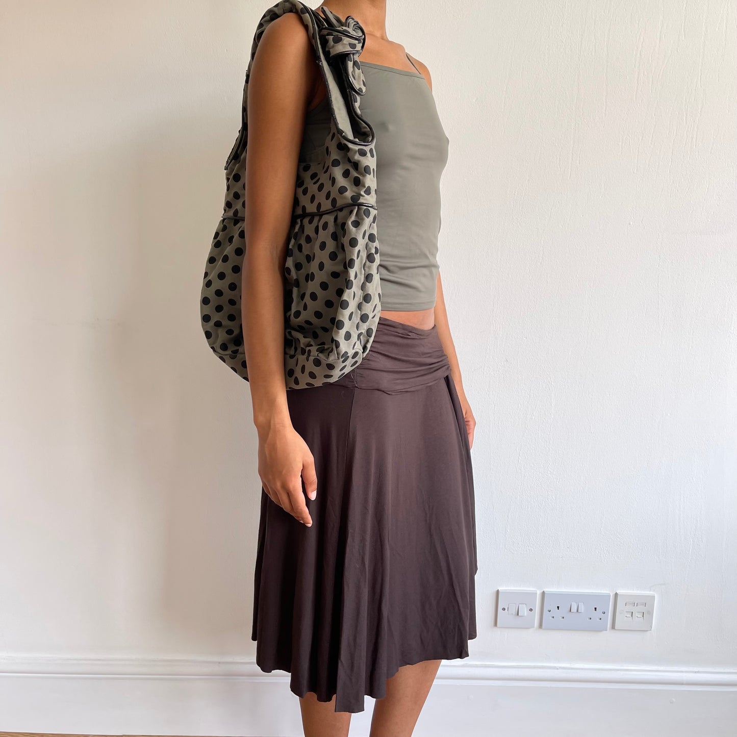 Khaki polka dot bag - OS