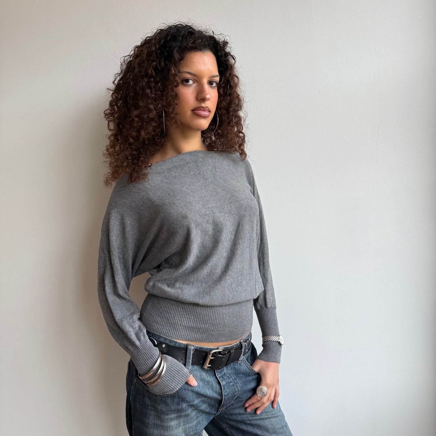 Grey slouchy knit jumper - Size S