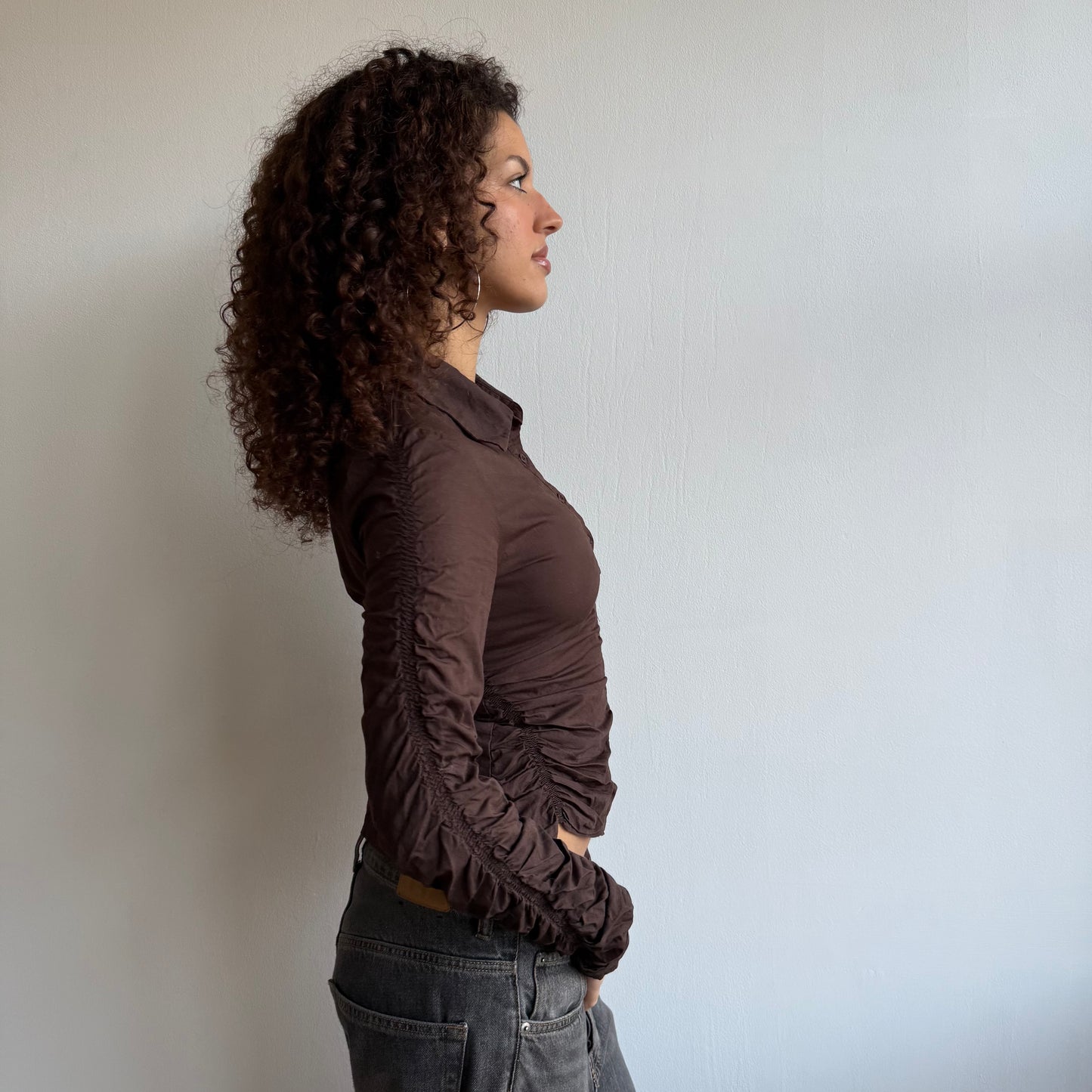 Brown ruched shirt - Size XS