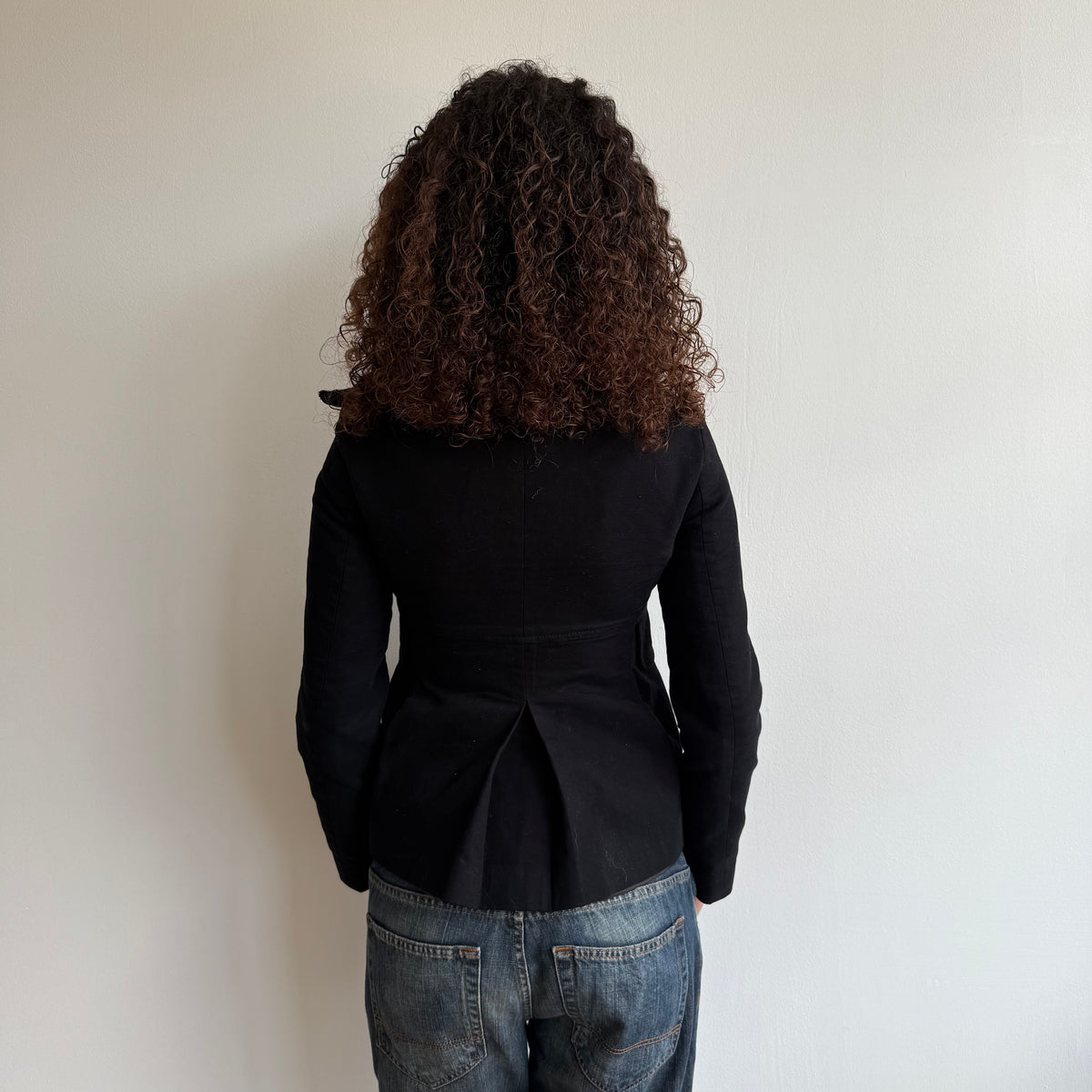 Black bi-material peacoat - Size S