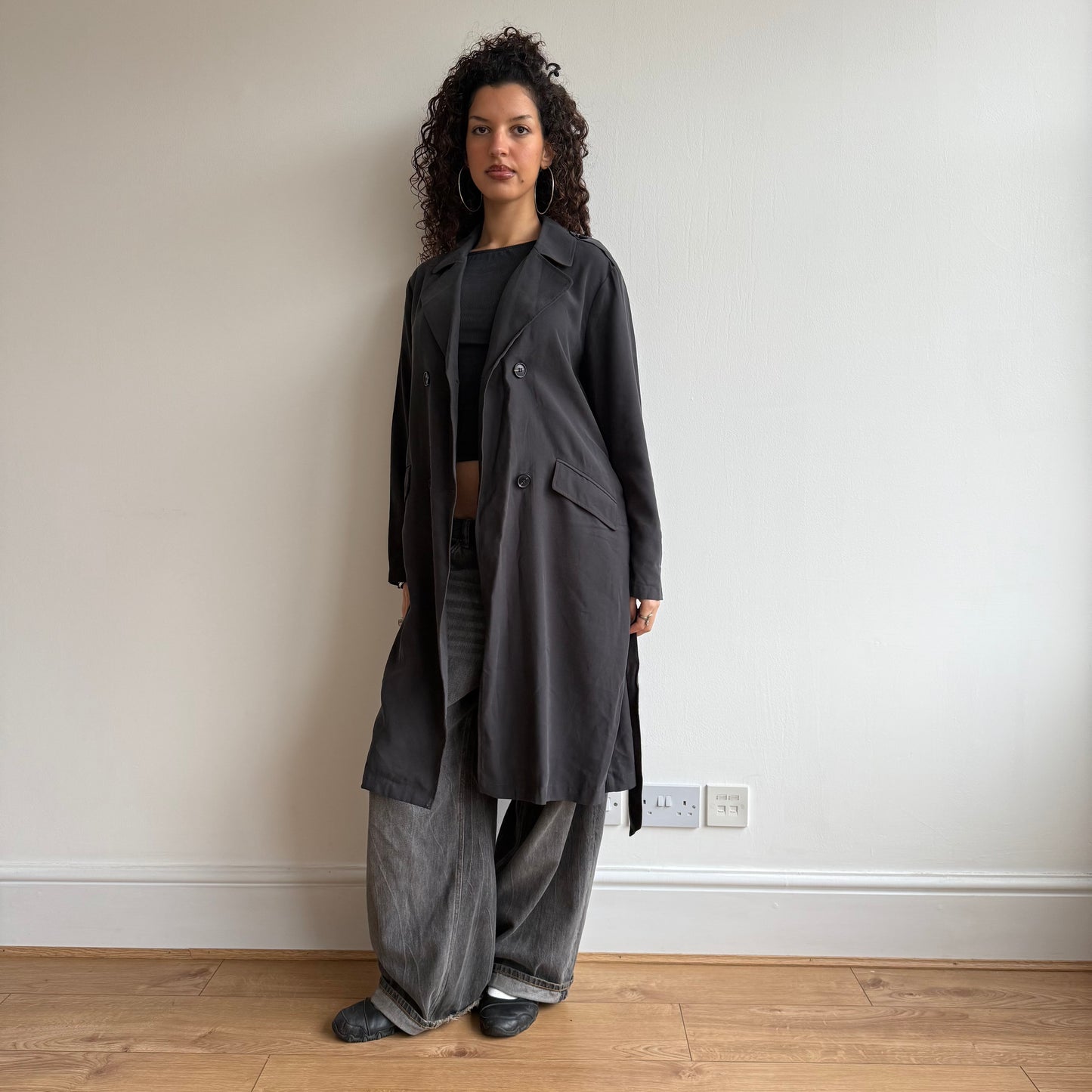 Charcoal grey trench - Size M