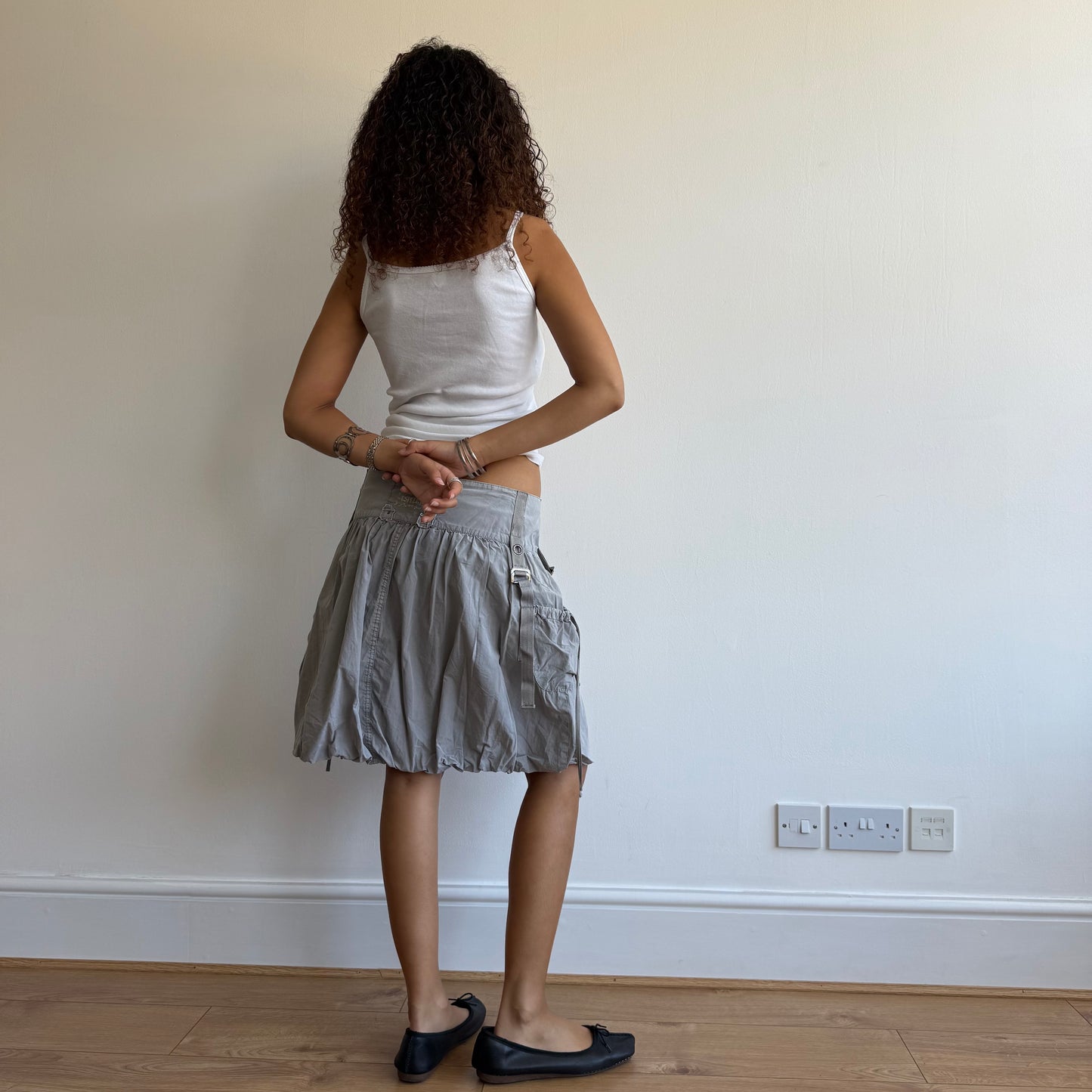 Grey cargo bubble skirt - Size M