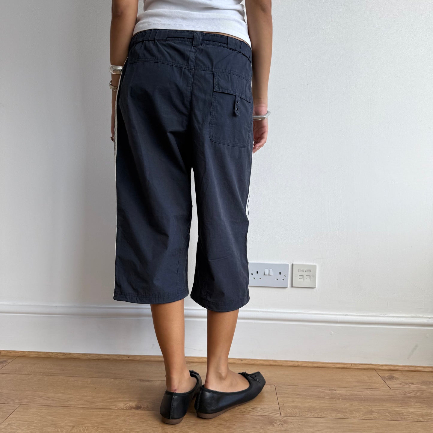 Navy Adidas belt capris - Size M + L