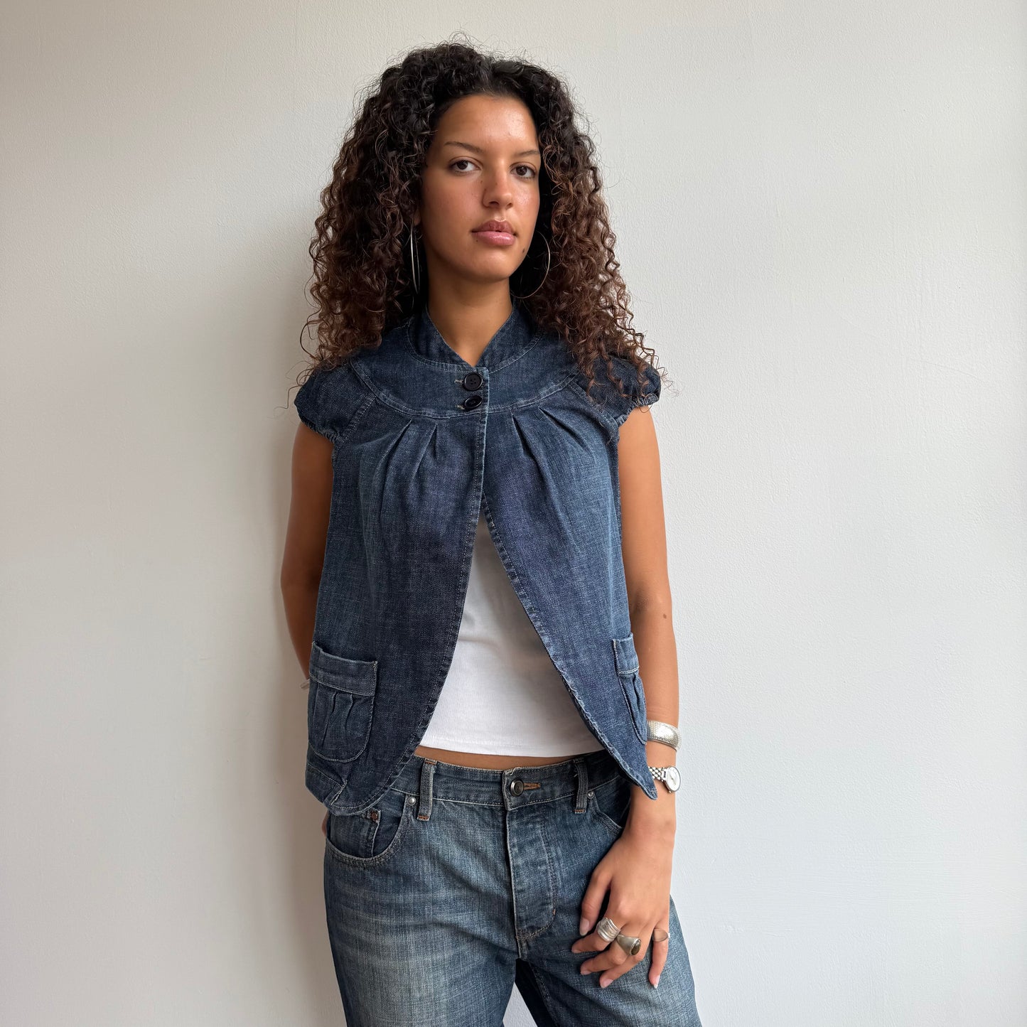 Denim short sleeve peacoat - Size M