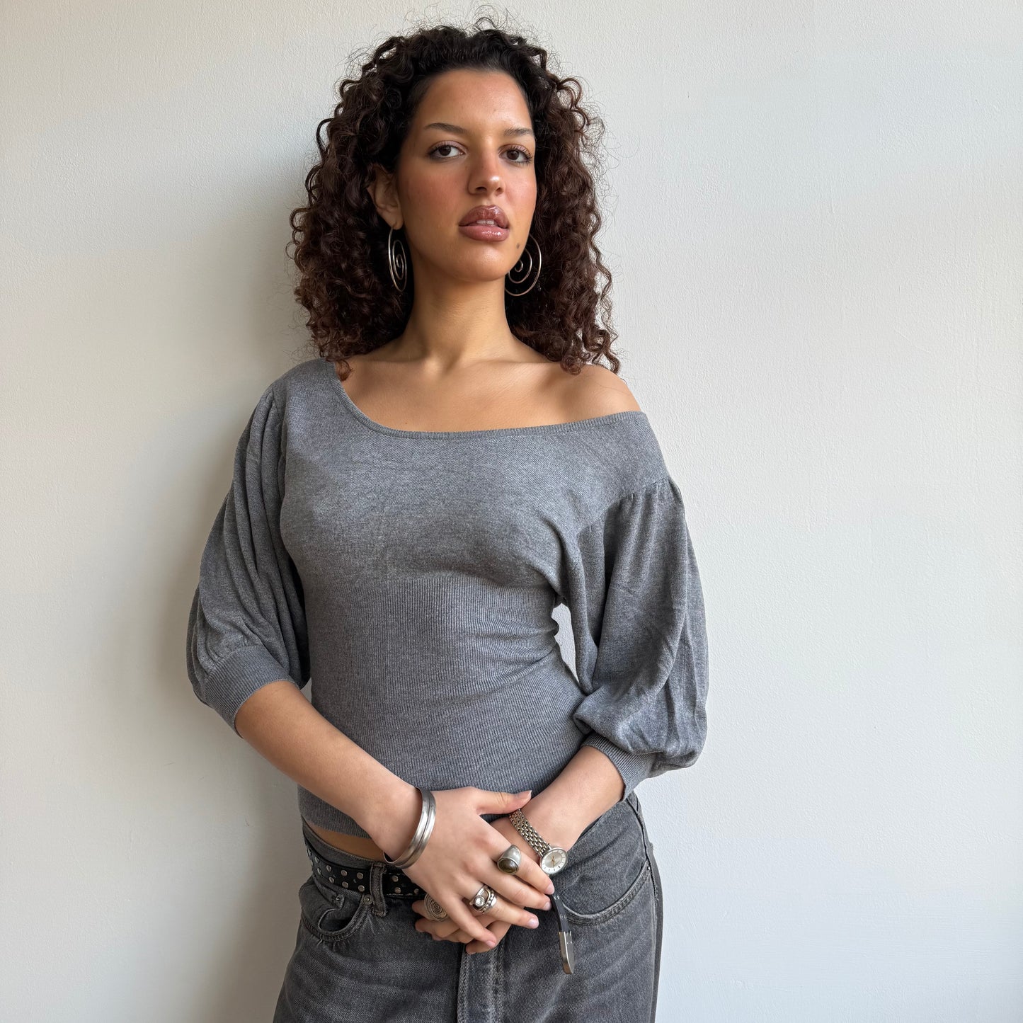 Grey batwing crop knit - Size S